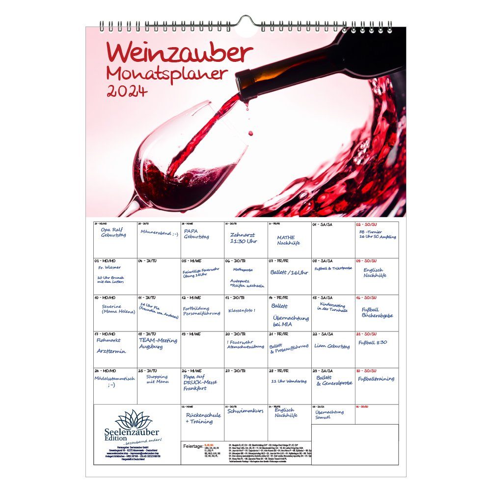 Seelenzauber Wandkalender Weinzauber Planer DIN A3 Kalender für 2024 ...