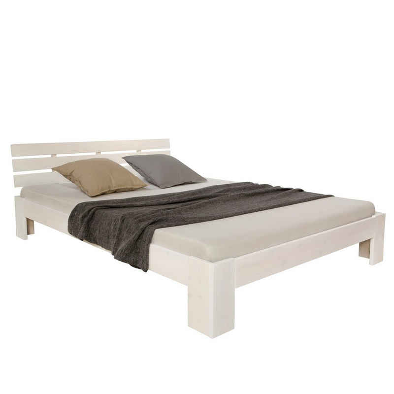 Homestyle4u Holzbett Doppelbett Holzbett Futonbett 140 160 180 cm weiß oder natur Bett