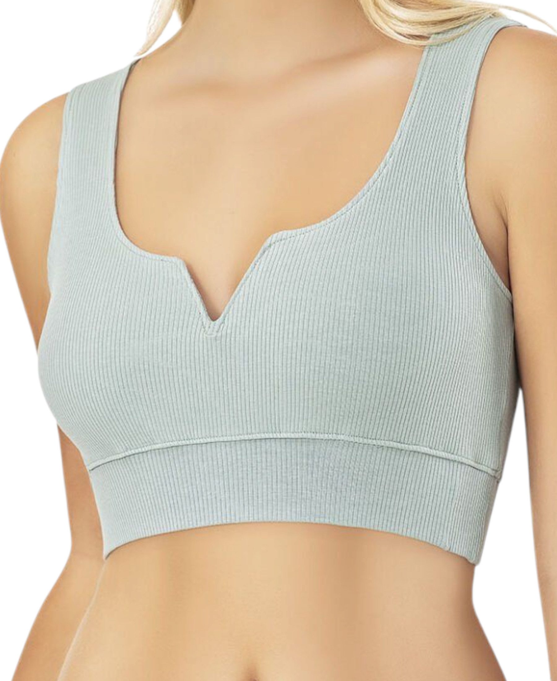 fashionshowcase Crop-Top mit V-Detail-Ausschnitt - geripptes günstig online kaufen