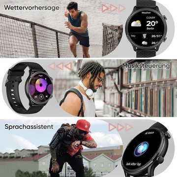 Dachma Fur Herren Sprachassistenten-Funktion mit 3 Uhrenarmbändern Smartwatch (1,4 Zoll, Android iOS), mit Telefonfunktion Whatsapp funktion Blutdruckmessung Schrittzähler