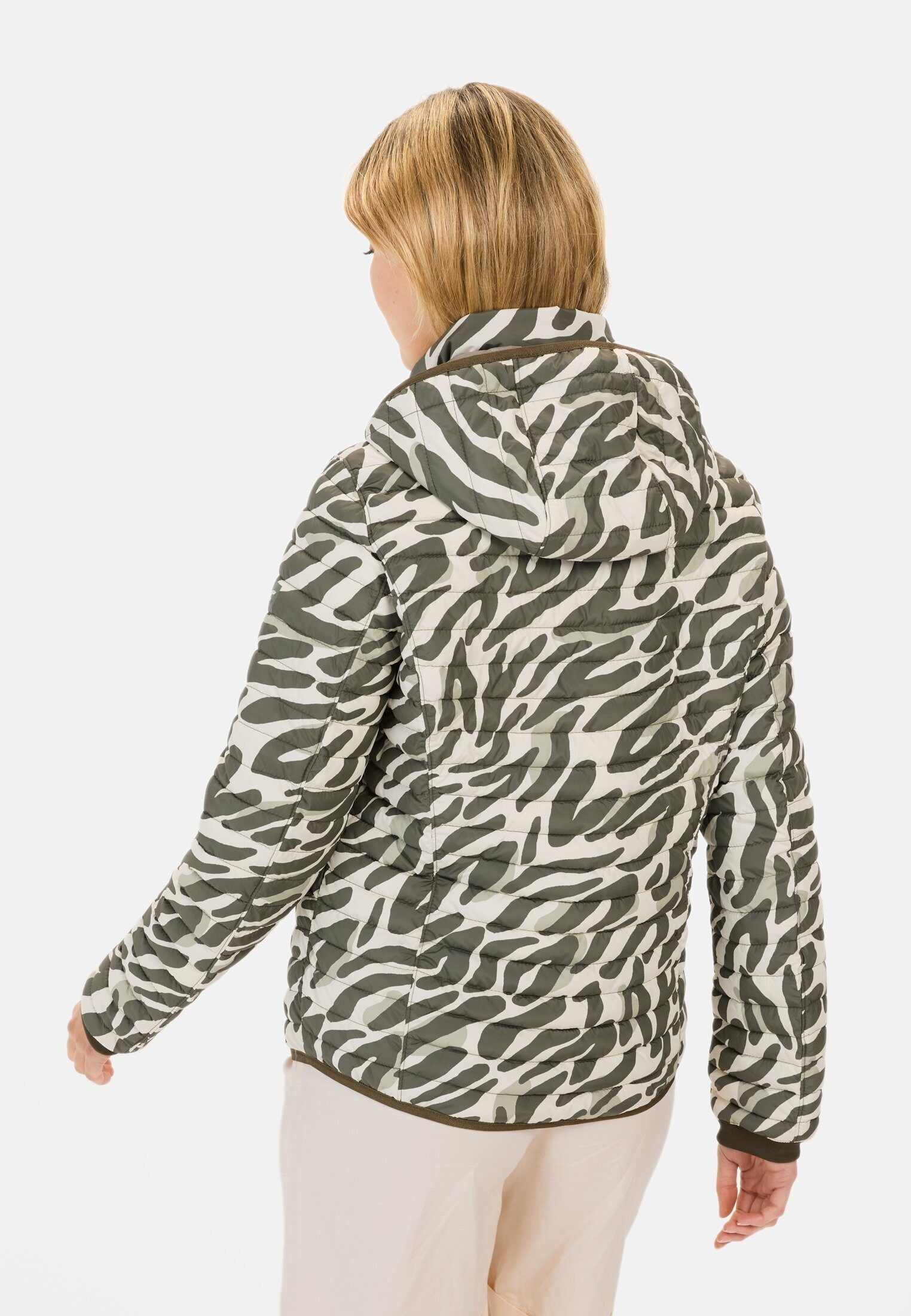 camel active Blouson mit Animal Print Langarm Stehkragen Markenlabel günstig online kaufen