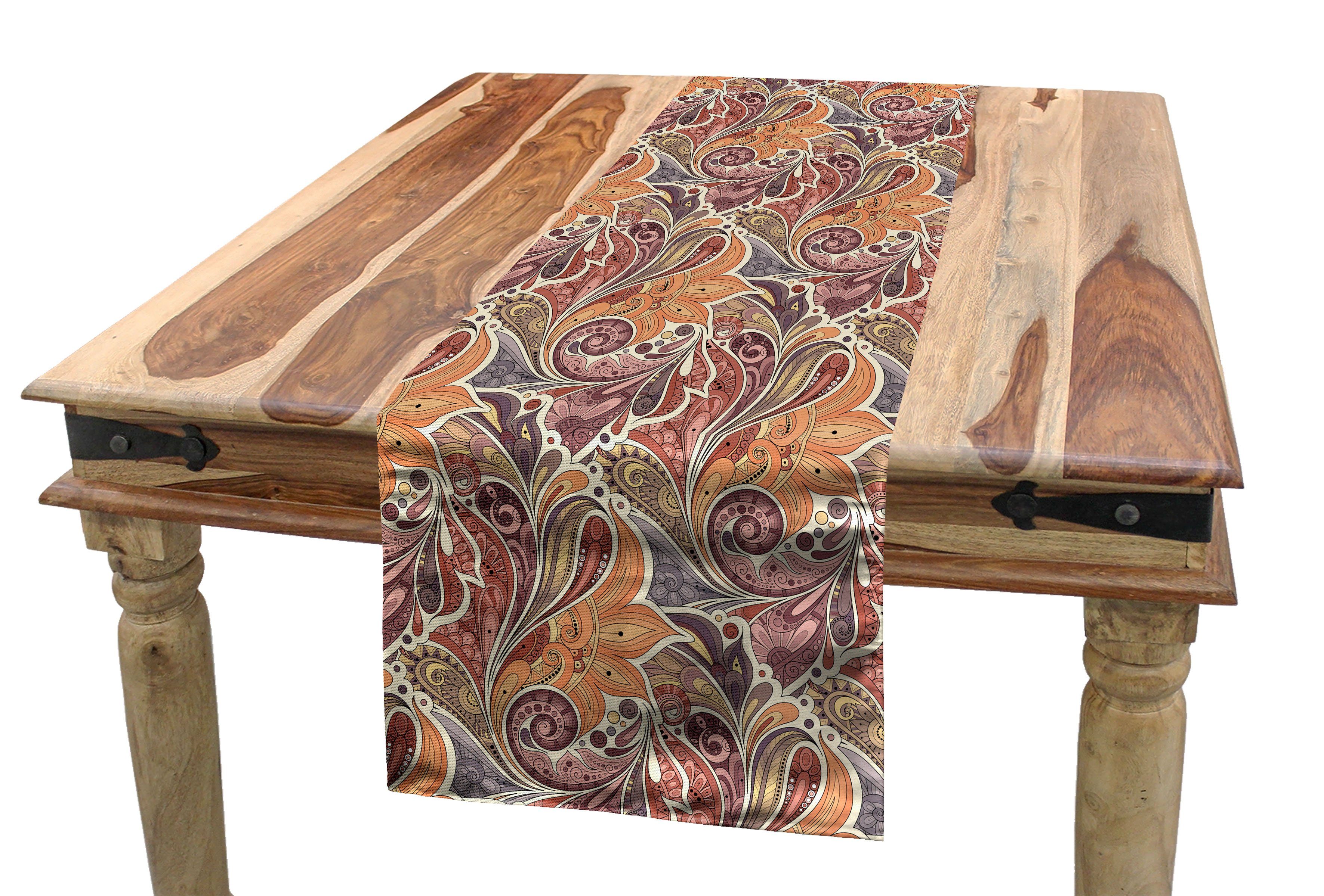 Abakuhaus Tischläufer Esszimmer Küche Rechteckiger Dekorativer Tischläufer, Blumen Paisley Leaf Pattern