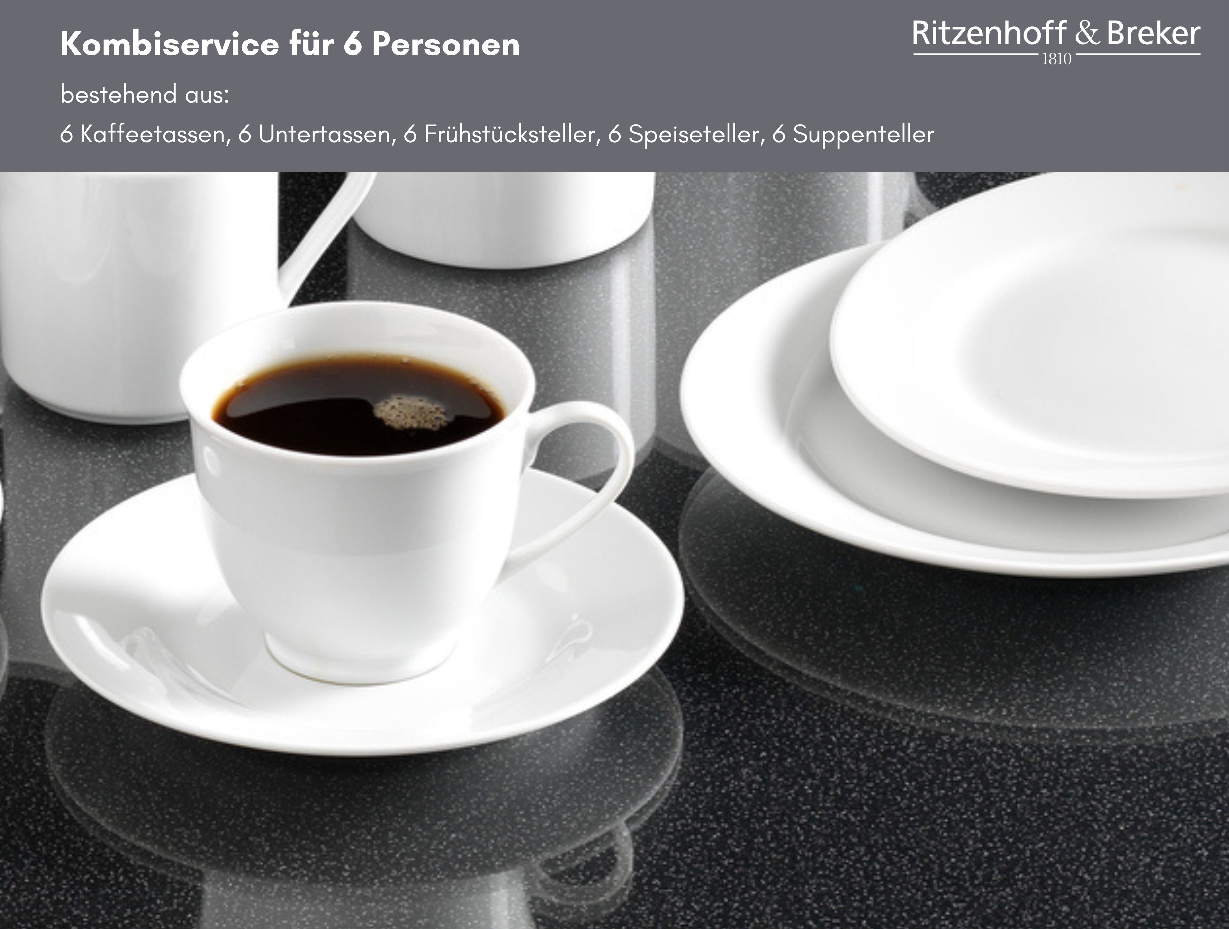 Ritzenhoff & Breker Kombiservice Bianco (30-tlg), 6 Personen, Porzellan, klassisch und schlicht, unifarben