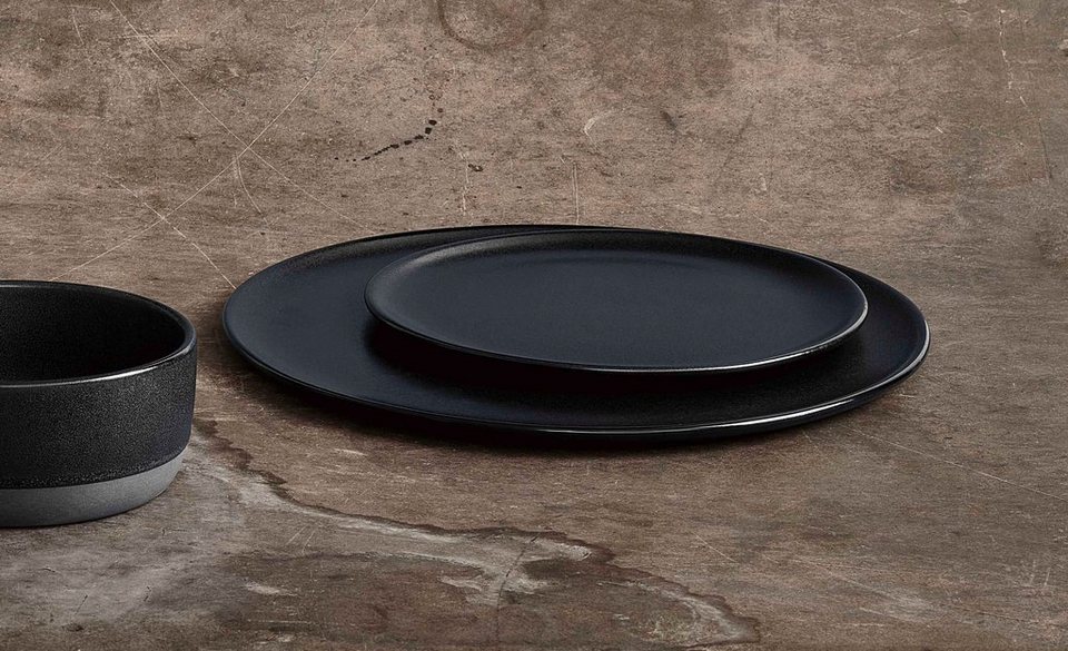 aida RAW Dessertteller RAW Titanium Black, (6 St), Steinzeug, Ø 20 cm