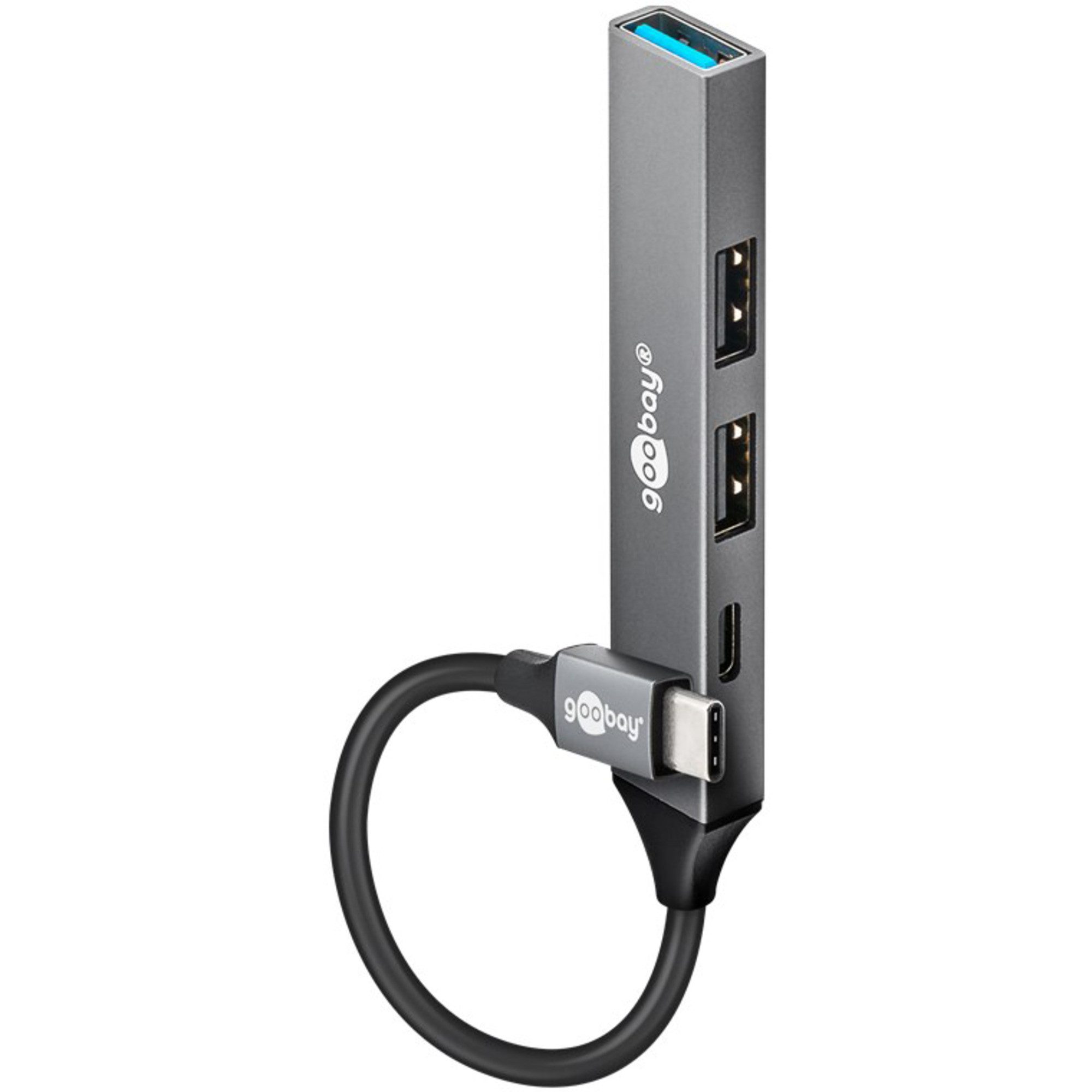 Goobay goobay Slim 4-Port USB-Hub, USB-C auf USB-C™/USB-A Netzteil