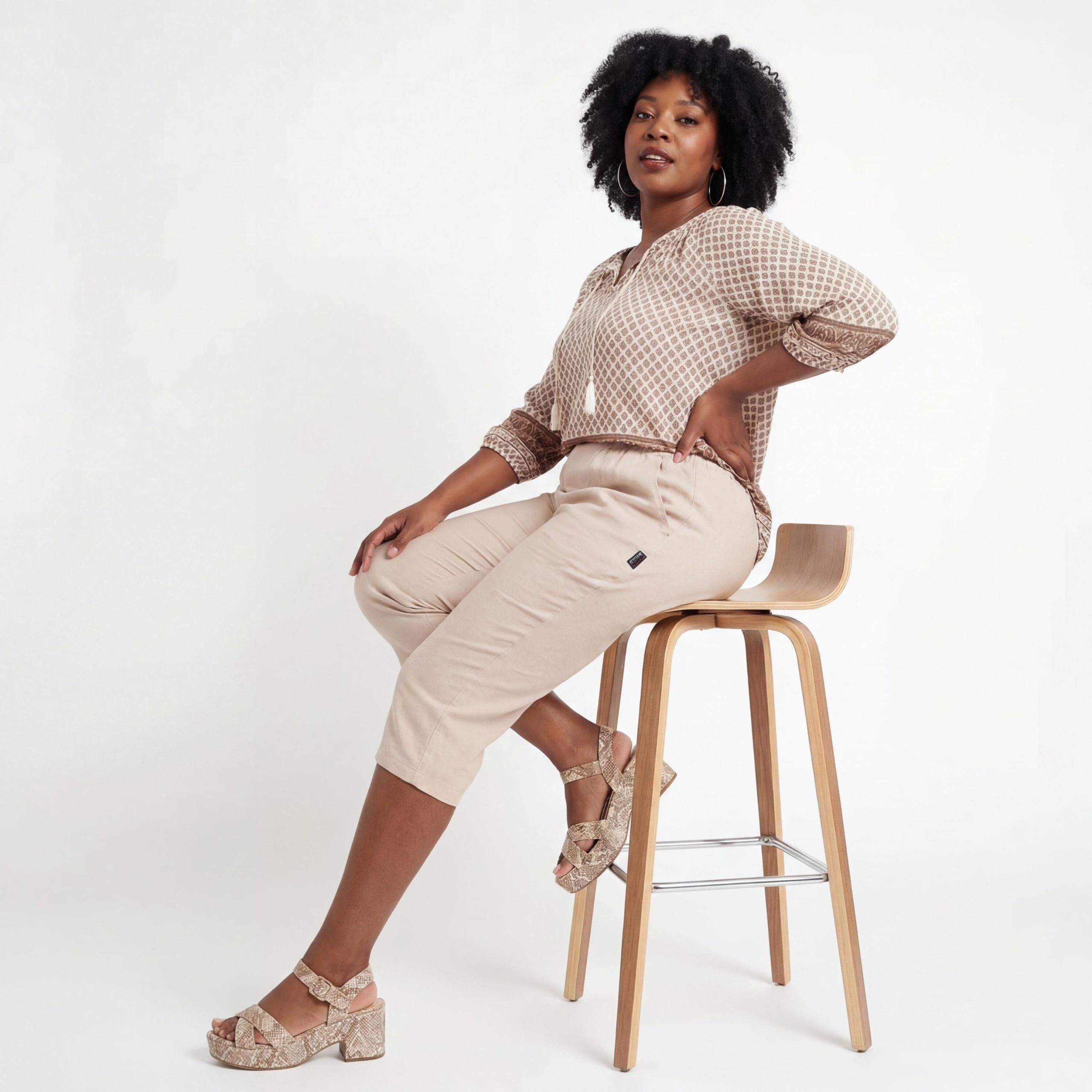 OriginalYou Caprihose Damen Sommerhose mit Stretch 7/8 Capri Schlupfhose bequemer Stretchbund, in den Größe 36 bis 50 erhältlich – Bild 4 von 5