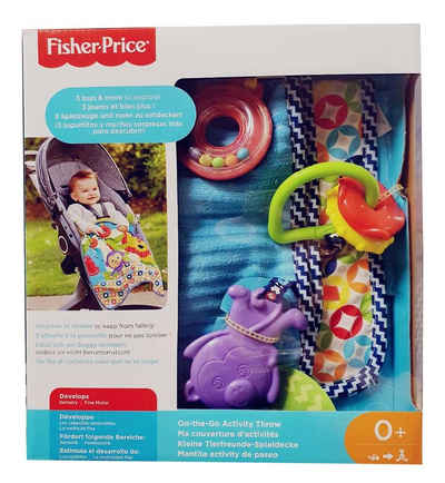 Babybettdecke, Fisher-Price Tierdecke mit Accessoires für Babys, Fisher-Price®, Bezug: Kunststoff, Polyester, Stoffschlaufe zum befestigen der Decke am Buggy