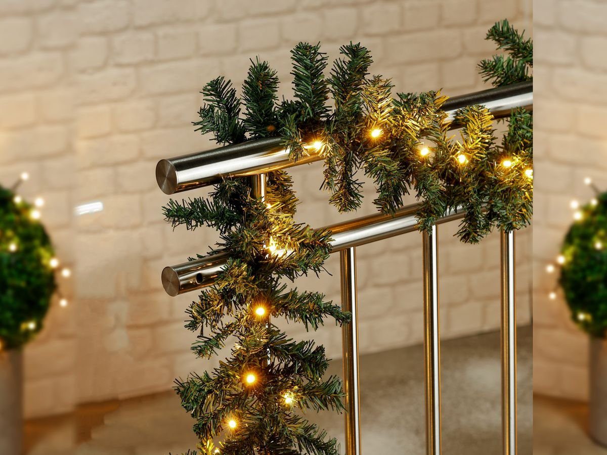 Kunstgirlande Künstliche Tannengirlande mit LED Tanne Girlande 270 cm, Grav günstig online kaufen