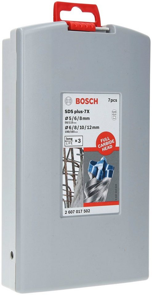 Bosch Professional Bohrer- und Bitset SDS-plus 7X Hammerbohrer 7tlg.  5/6/6/8/8/10/12mm (2607017502) 4 Sch