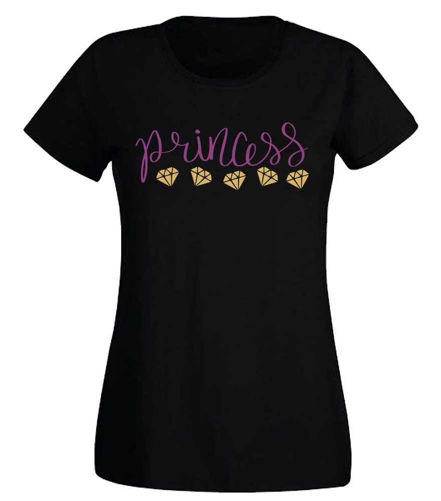 G-graphics T-Shirt Damen T-Shirt - princess mit trendigem Frontprint, Slim-fit, Aufdruck auf der Vorderseite, Spruch/Sprüche/Print/Motiv, für jung & alt