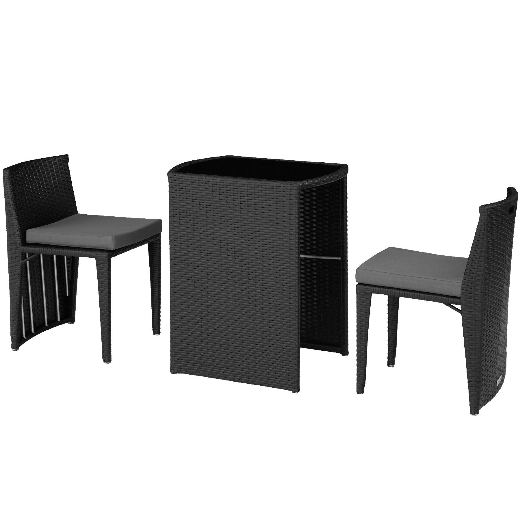 tectake Sitzgruppe Hamburg, (Set, 3-tlg) schwarz | grau