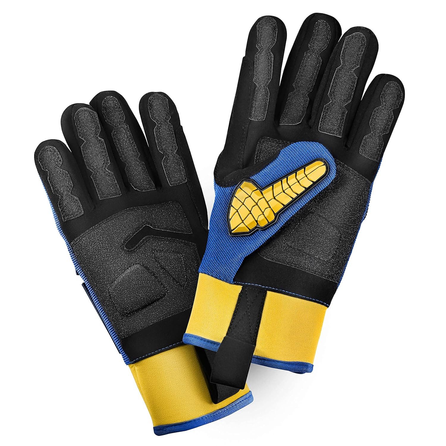 S&R Arbeitshandschuhe Mechaniker Handschuhe mit flexiblen Protektoren, Gr.10, 1 Paar (2-St) für KFZ-, Metall-, Bau-, Holzarbeiten, stoßdämpfende Knöchelschutz