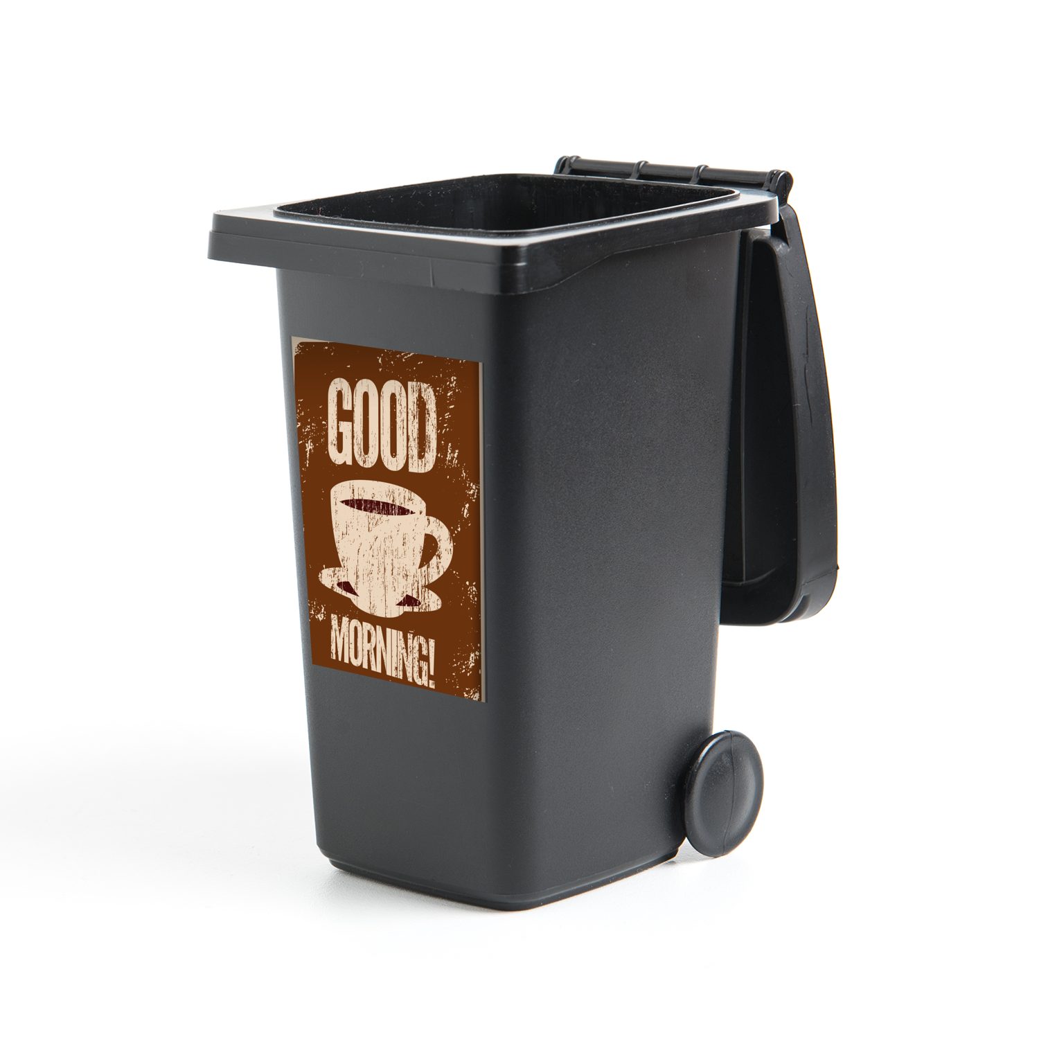 MuchoWow Wandsticker Kaffee - Sprichwörter - Guten Morgen! - Zitate - Jahrgang (1 St), Mülleimer-aufkleber, Mülltonne, Sticker, Container, Abfalbehälter