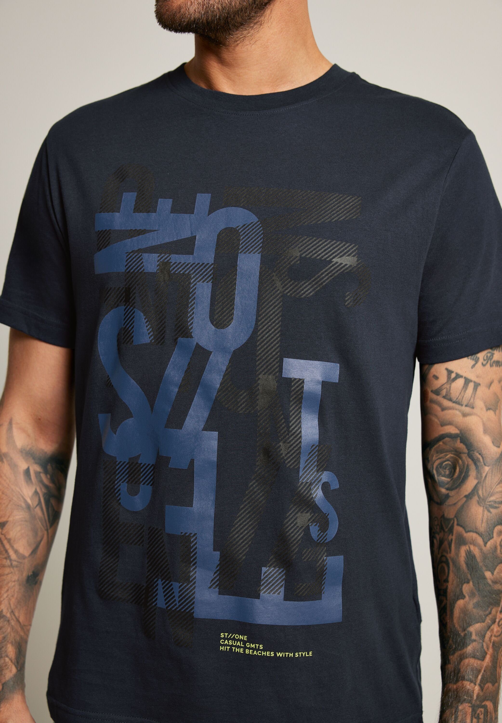 blue T-Shirt MEN night STREET ONE