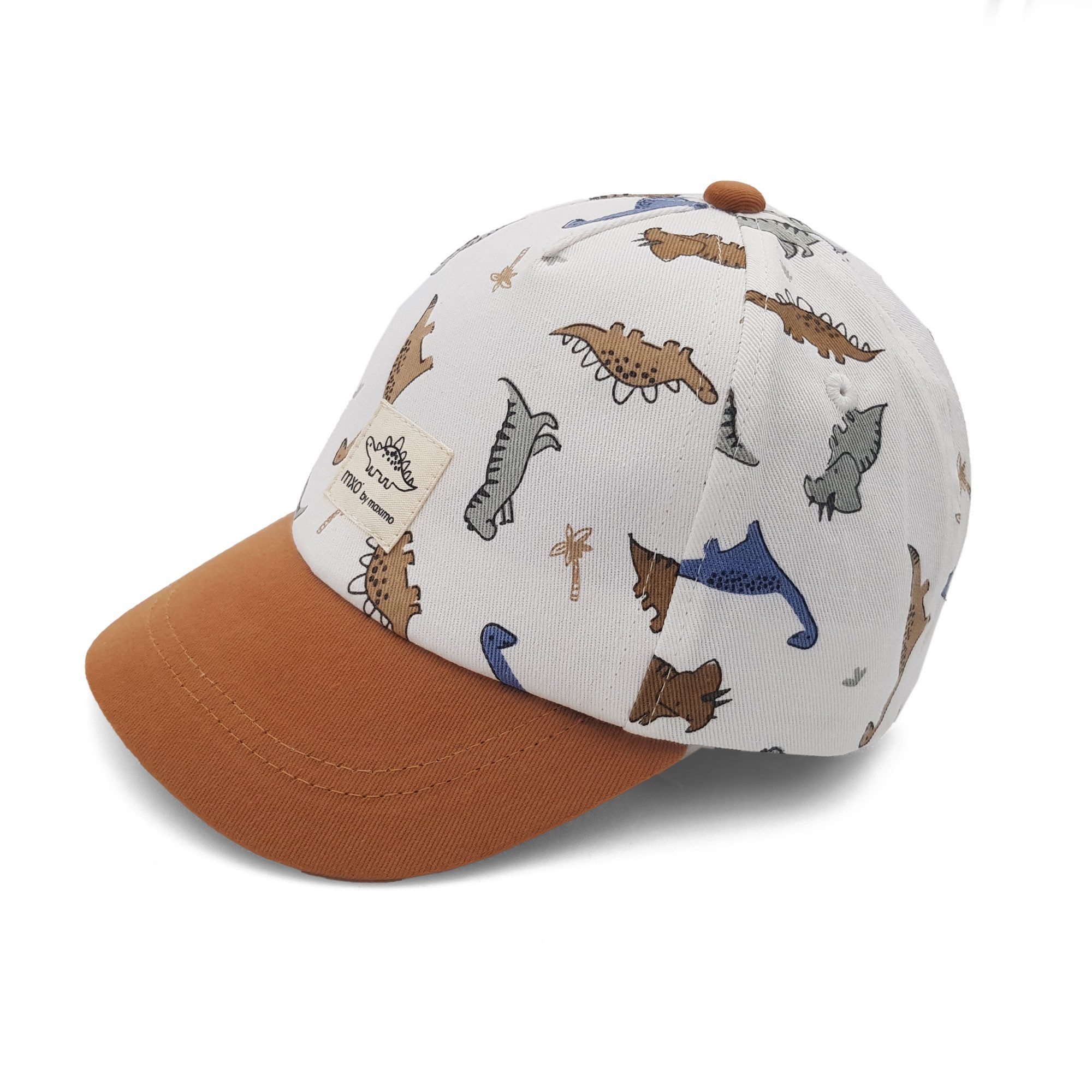 MAXIMO Baseball Cap (1-St) Wollweiß, Dino-Motiv, Klettverschluss, 5-Panel-Cap, Jungen