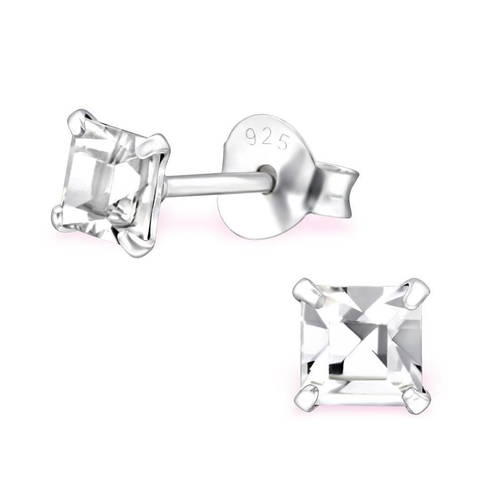 BUNGSA Ohrring-Set Ohrstecker mit LA CRYSTALE Kristallen aus 925 (1 Paar (2 Stück), 2-tlg., inkl. Schmuckbeutel aus Organza), Ohrschmuck Ohrringe