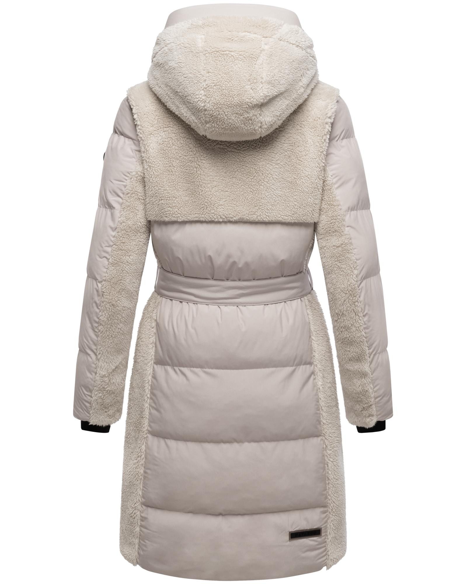 Navahoo Wintermantel Funkelteddy 14 Warmer Mantel mit Teddyplüsch-Akzenten und Taillengürtel