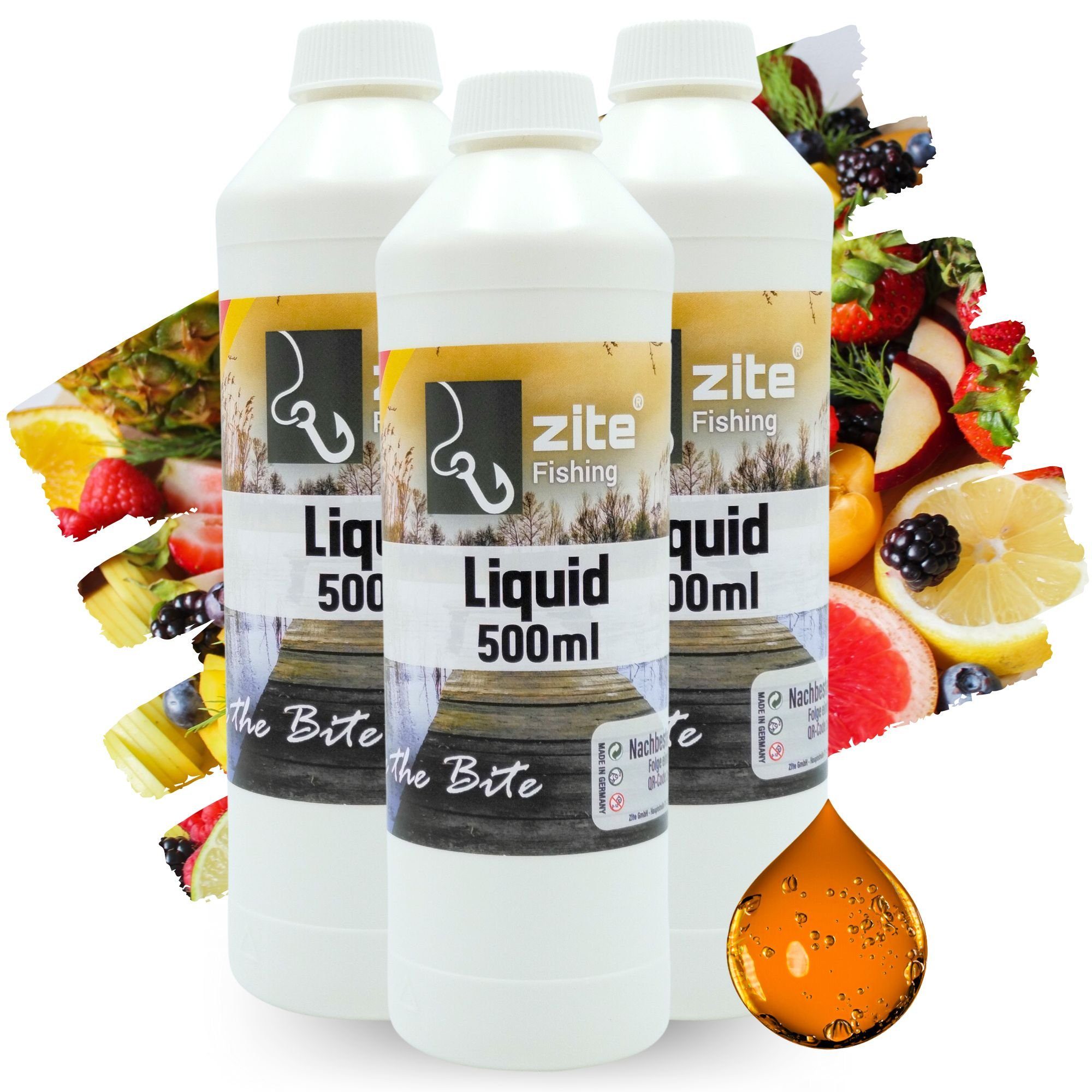 Zite Kunstköder Flüssiglockstoff 1,5 l Aroma Karpfenliquid Set Boilie- & Feederfischen Tutti Frutti