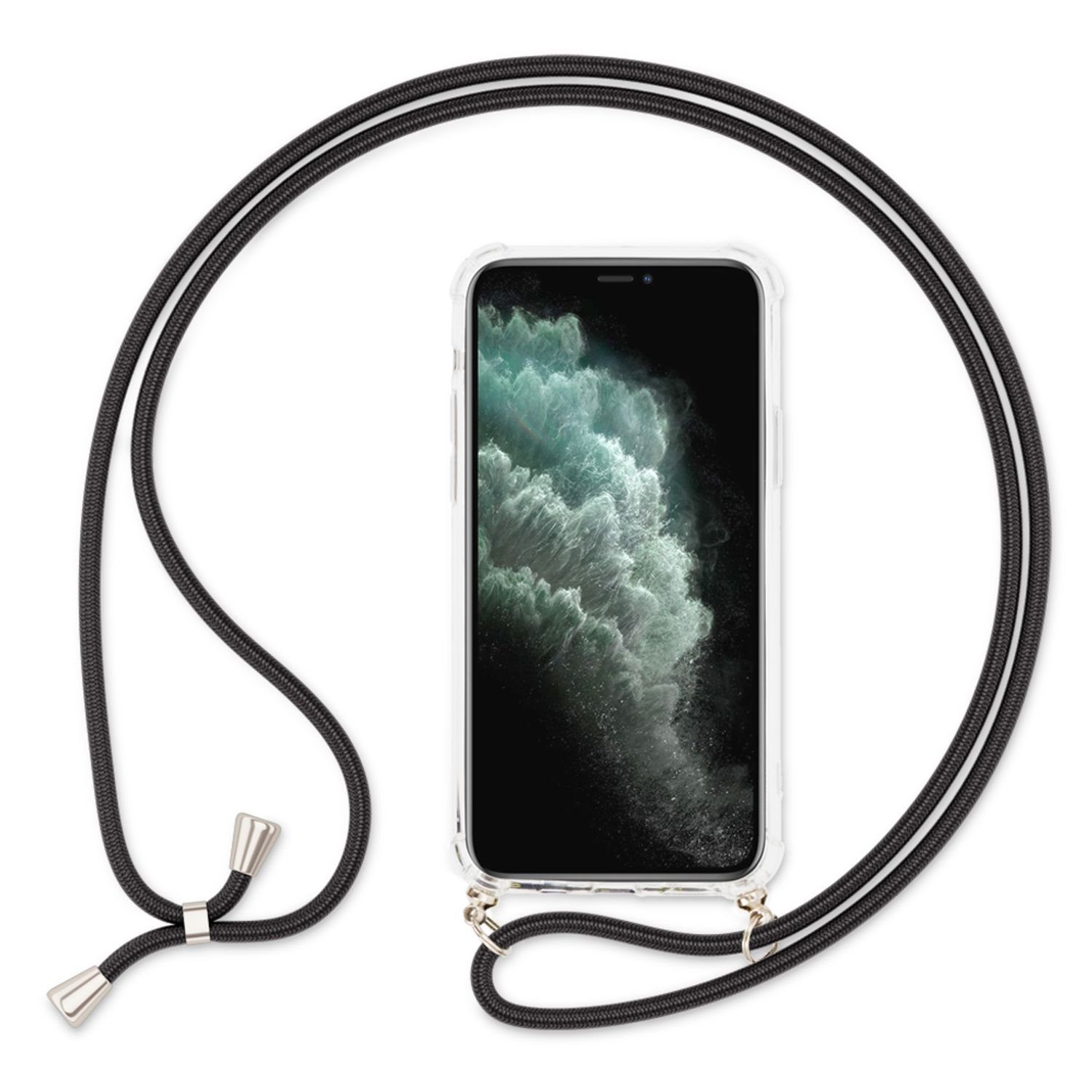 Nalia Backcover Apple iPhone 11 15,5 cm (6,1 Zoll), Klare Hybrid Hülle mit Kette / Schutzhülle zum Umhängen / Handyband