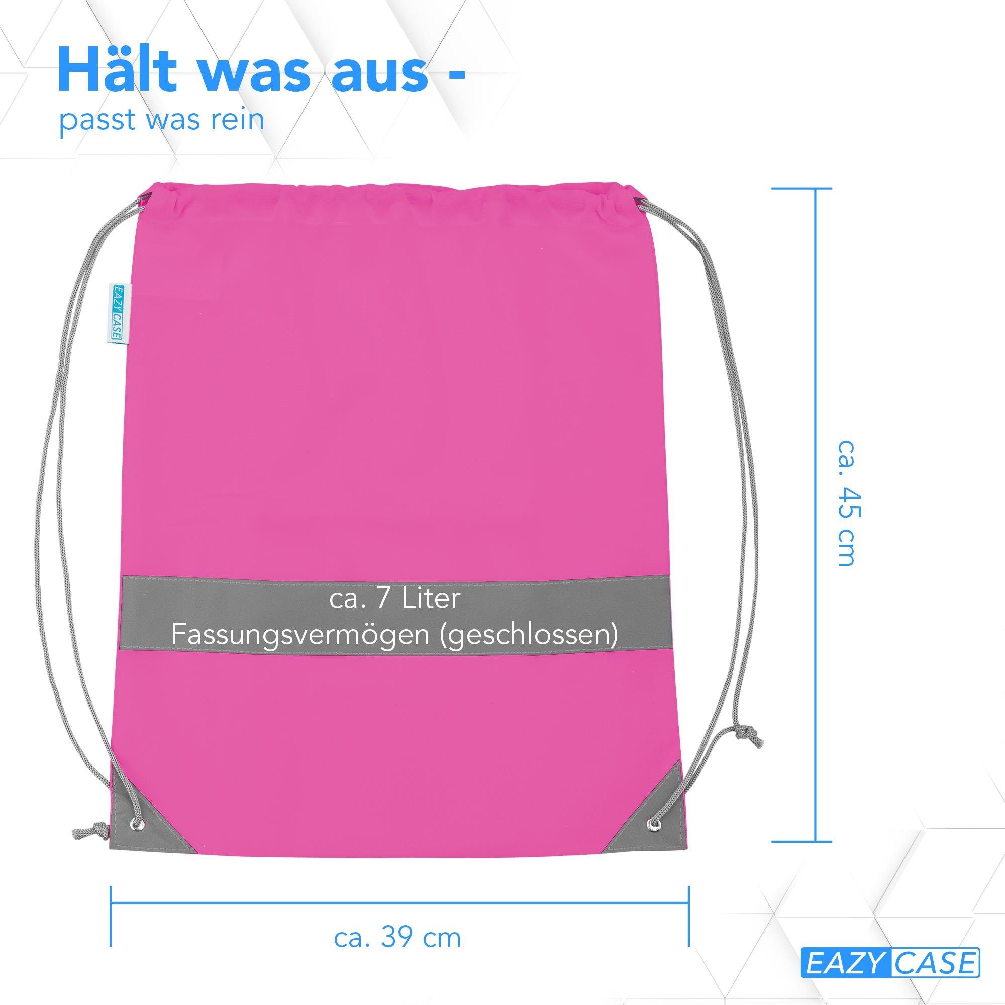 EAZY CASE Turnbeutel Turnbeutel mit Reflektoren und Tasche (mit Tasche), Turnbeutel Schulsport reflektierend Sportbeutel Festival Bag Pink