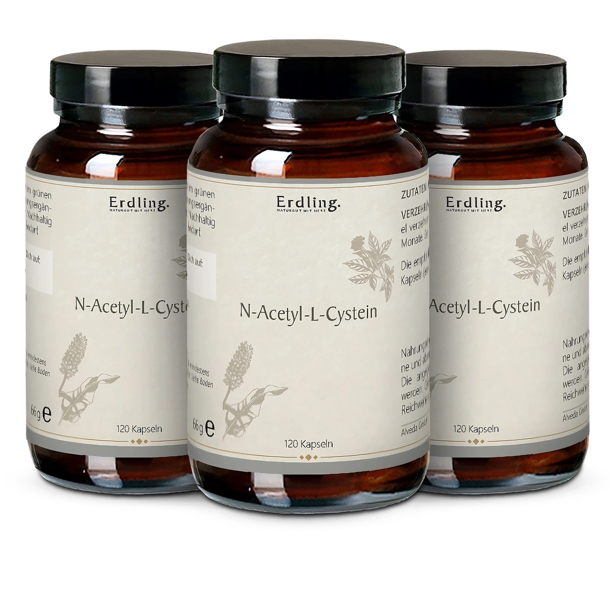 Waldkraft. Erdling NAC – N-Acetyl-L-Cystein Kapseln, 500 mg reines NAC hoch bioverfügbar und ideal für den Alltag - Vegan à 360 St., 216 g