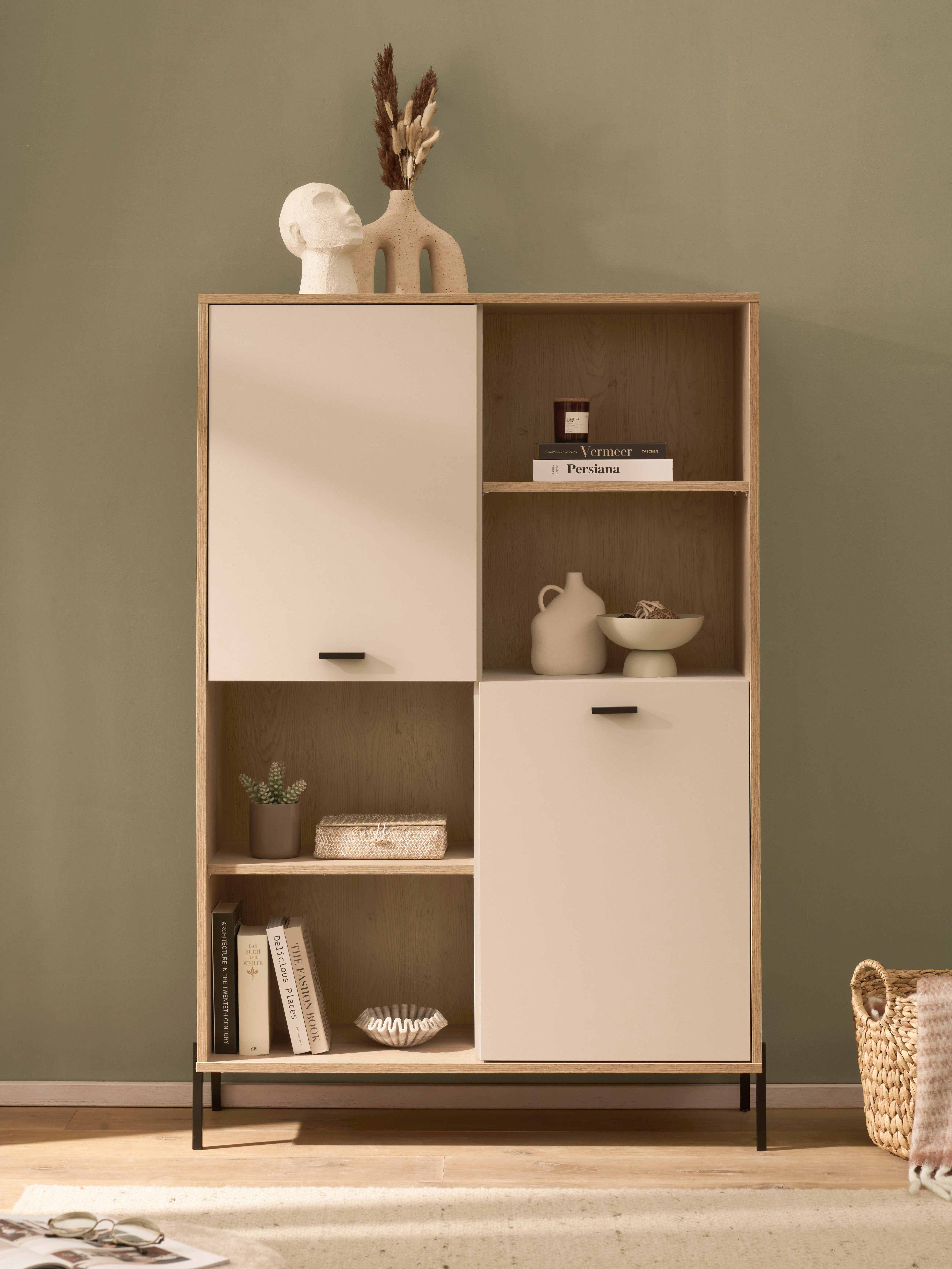 Home affaire Regalelement Fredericia, modernes Regal, Kommode in Kaschmir, Highboard, Standregal, ausreichend Stauraum, offene & geschlossene Fächer, 105 cm breit