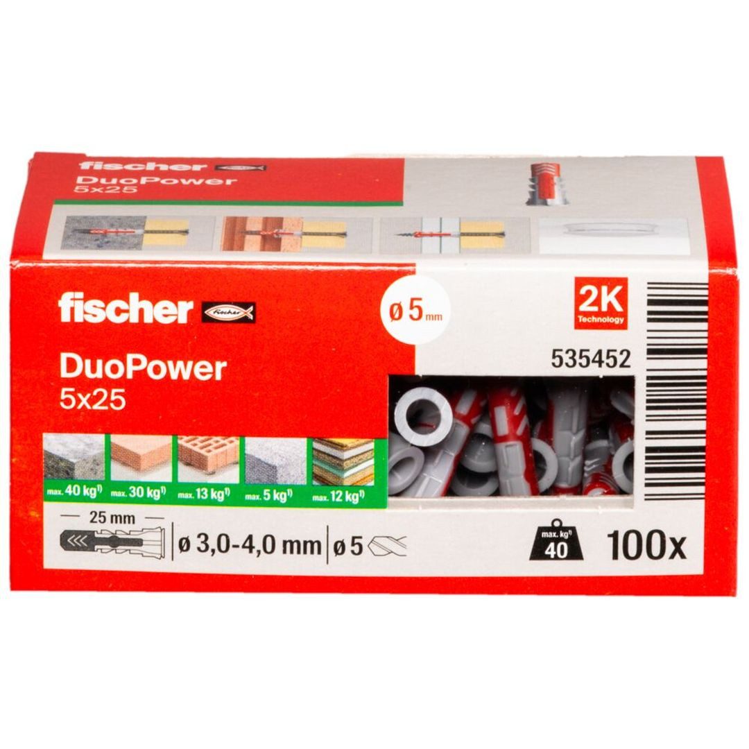 Fischer Universaldübel Allzweckdübel DuoPower 5 x 25, (100-tlg)
