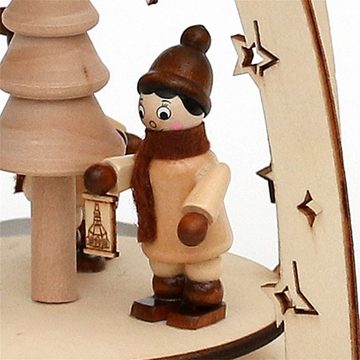 SIGRO Weihnachtspyramide Holz Teelichtpyramide Winterkinder mit Laterne