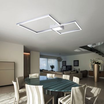 etc-shop LED Deckenleuchte, LED-Leuchtmittel fest verbaut, Warmweiß, LED Deckenleuchte dimmbar Modern Wohnzimmerleuchte nickel matt