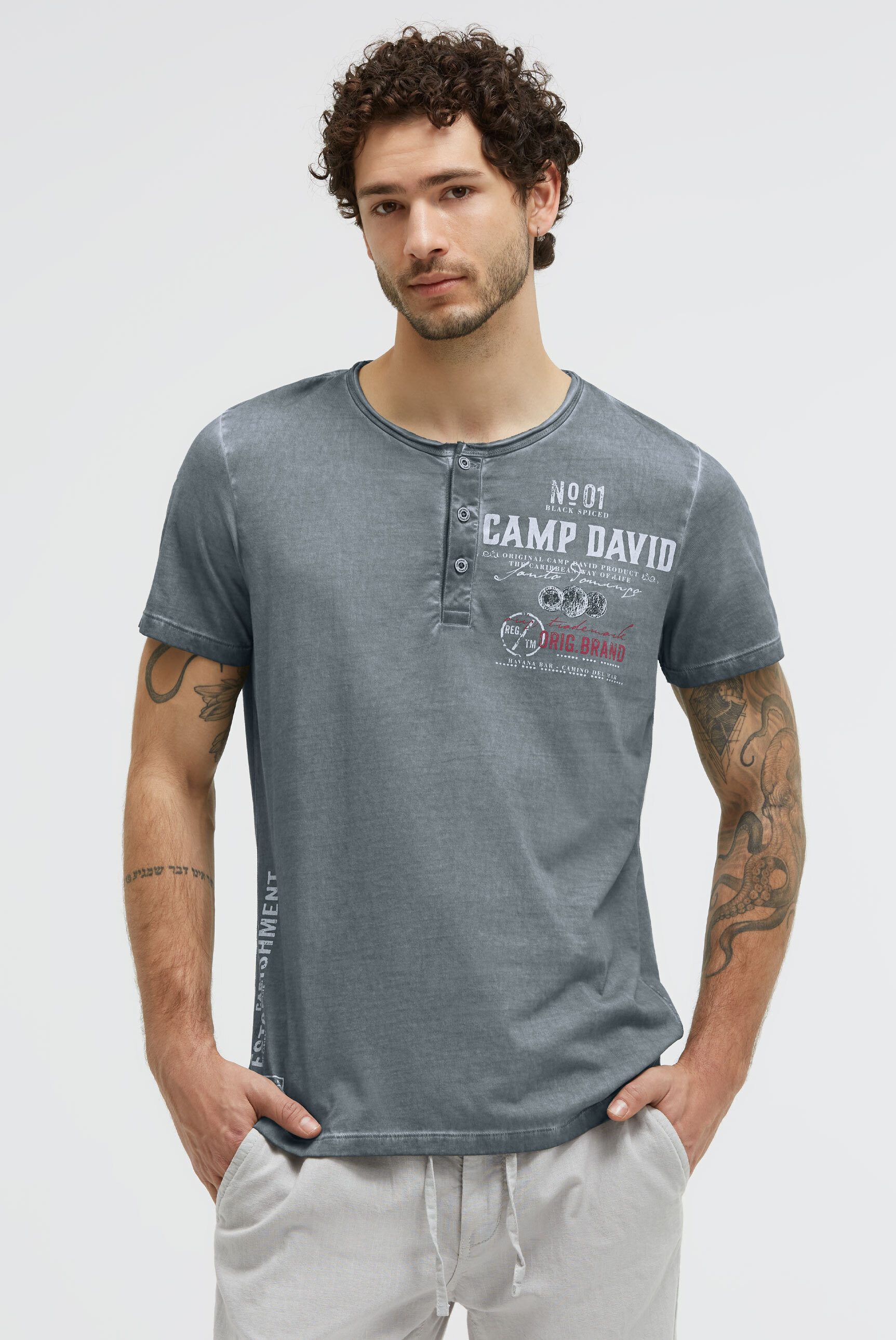 CAMP DAVID Henleyshirt aus Baumwolle
