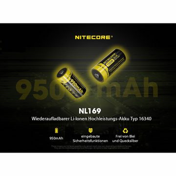 Nitecore NL169 - 16340 Li-Ion Akku 950mAh mit 2A Akku