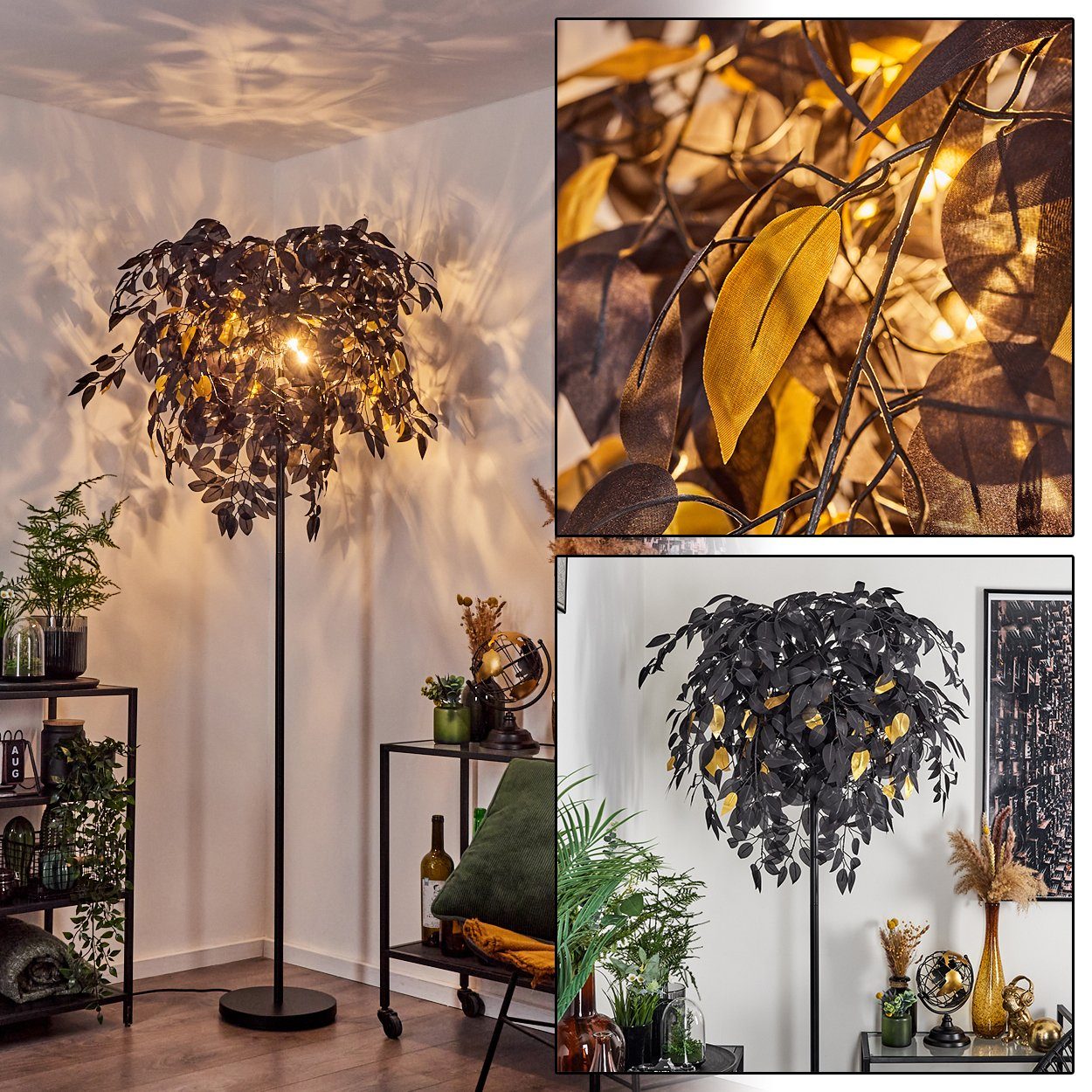 hofstein Stehlampe »Orticelli« Stehlampe aus Metall/Kunststoff in Schwarz/G günstig online kaufen