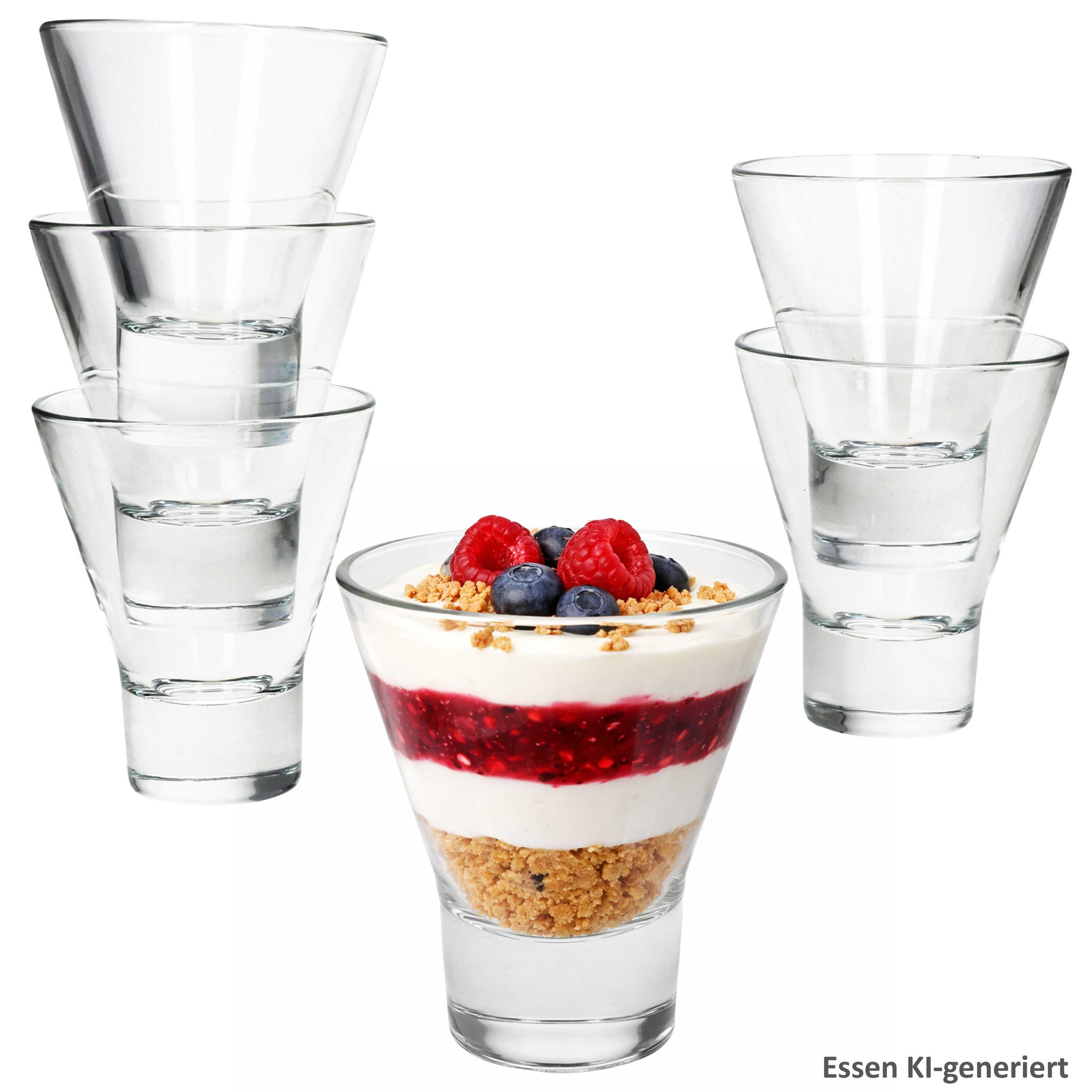 MamboCat Glas MamboCat YPSI 6x Dessertgläser Glas 170ml Dessert Snacks Salat Shots, Glas