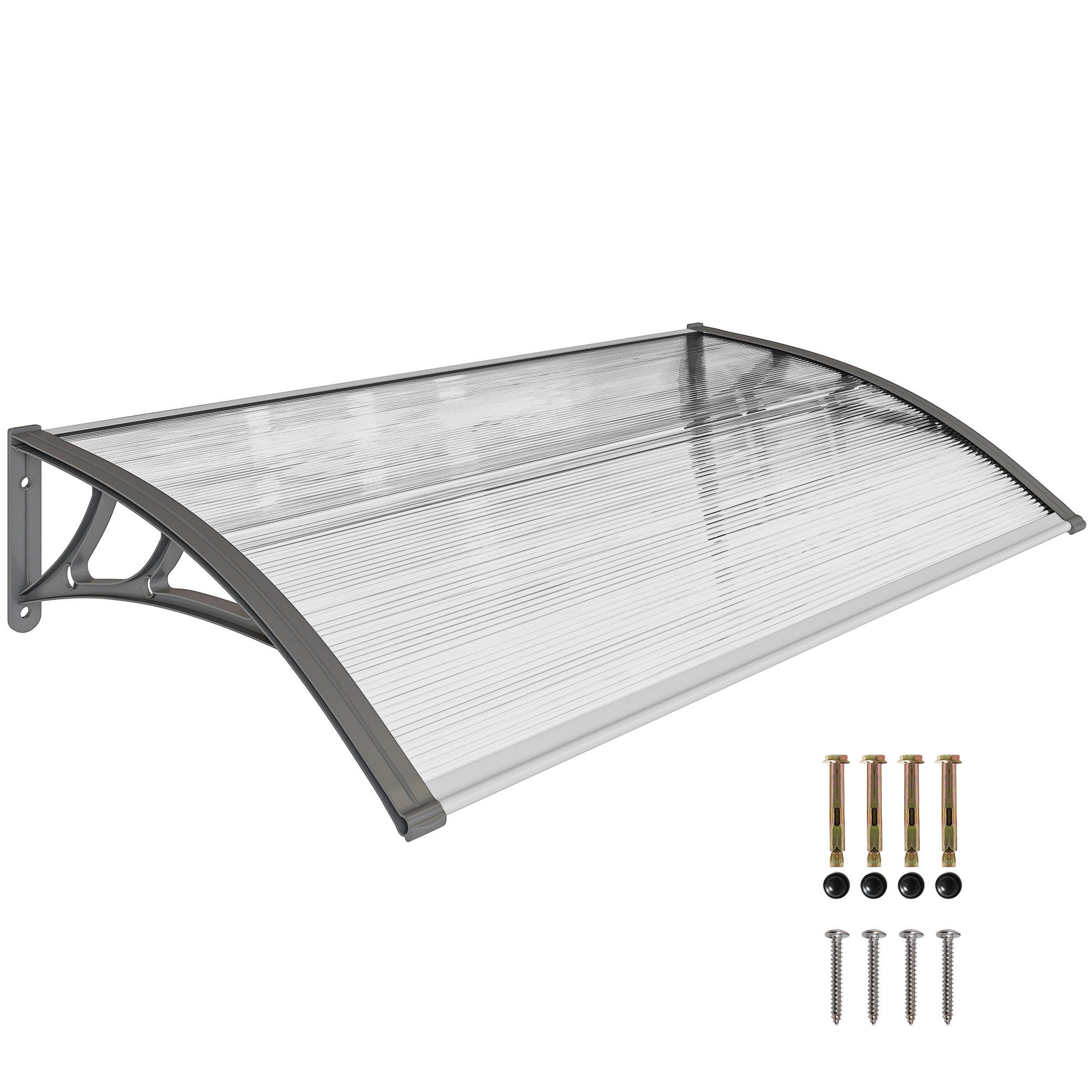 MC Star Pavillon Türüberdachung, Schutz vor Regen, Wind und Hagel, Polycarbonat, Aluminium, 110 x 60 x 18 cm, Grau