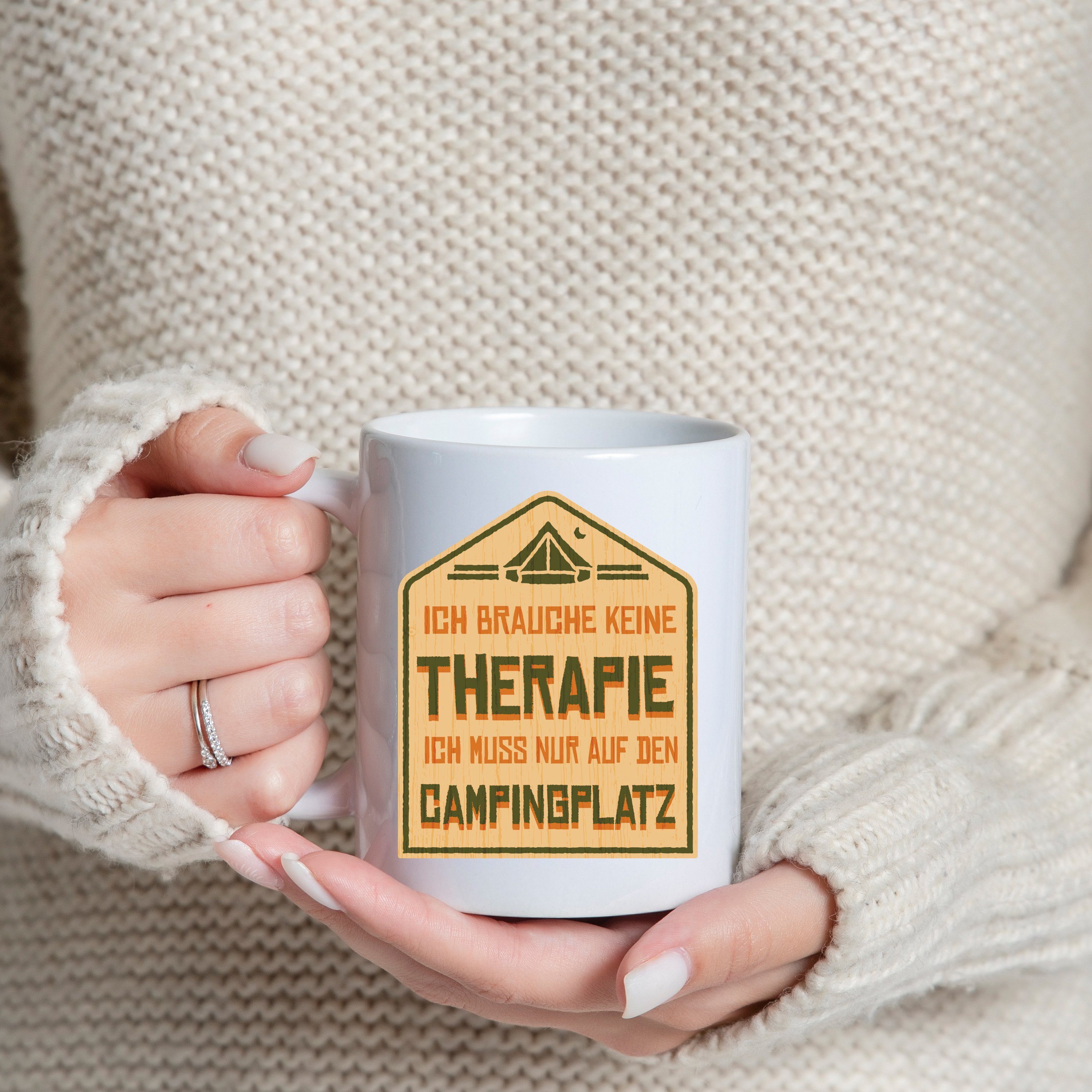 Kaffeetasse Geschenk, Youth Muss trendigem Tasse Ich Keramik, mit Print Dem Campingplatz Nur Designz Auf