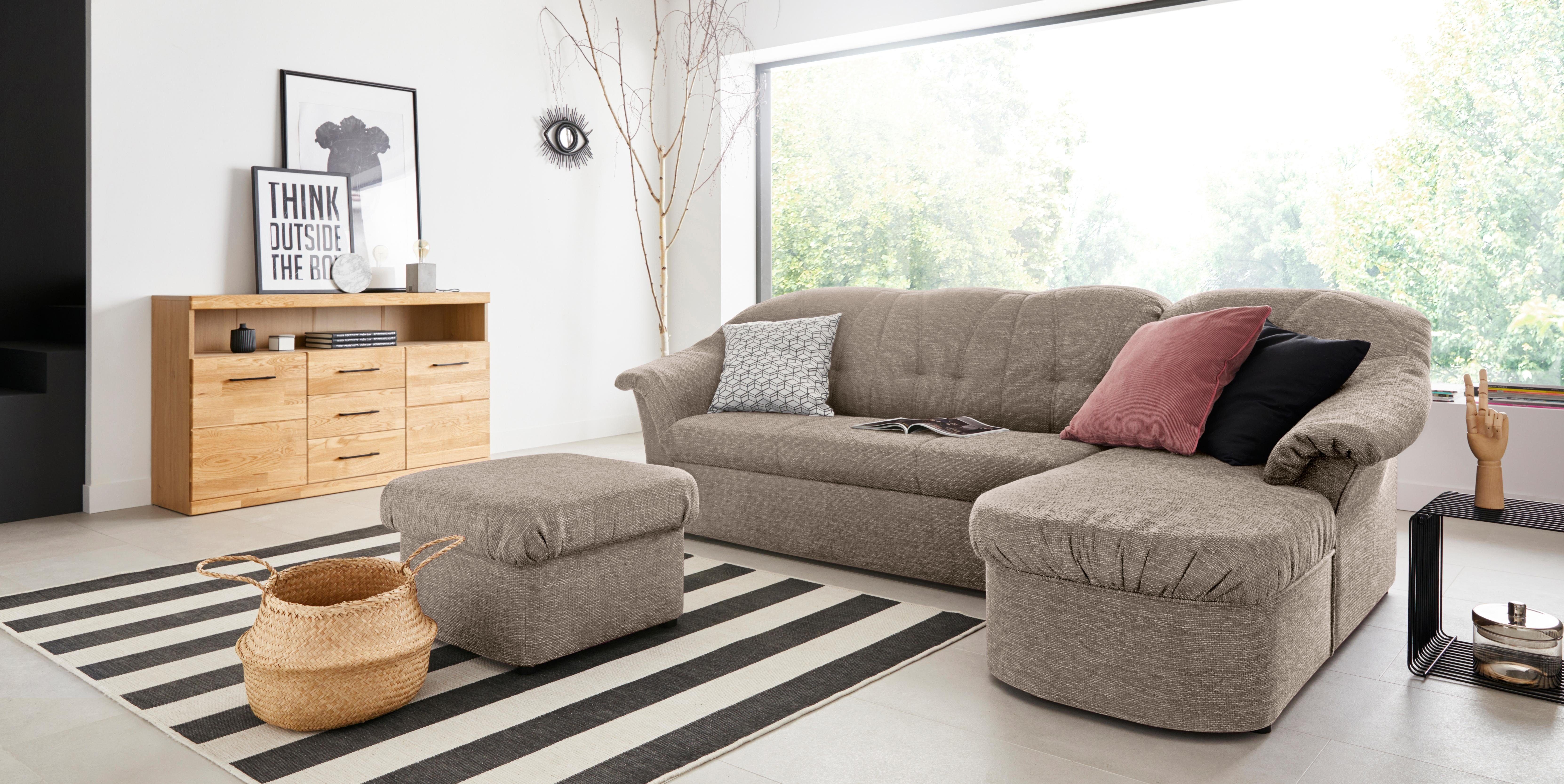 DOMO collection Ecksofa "Pegnitz, elegante Rückensteppung, kompakte Stellma günstig online kaufen