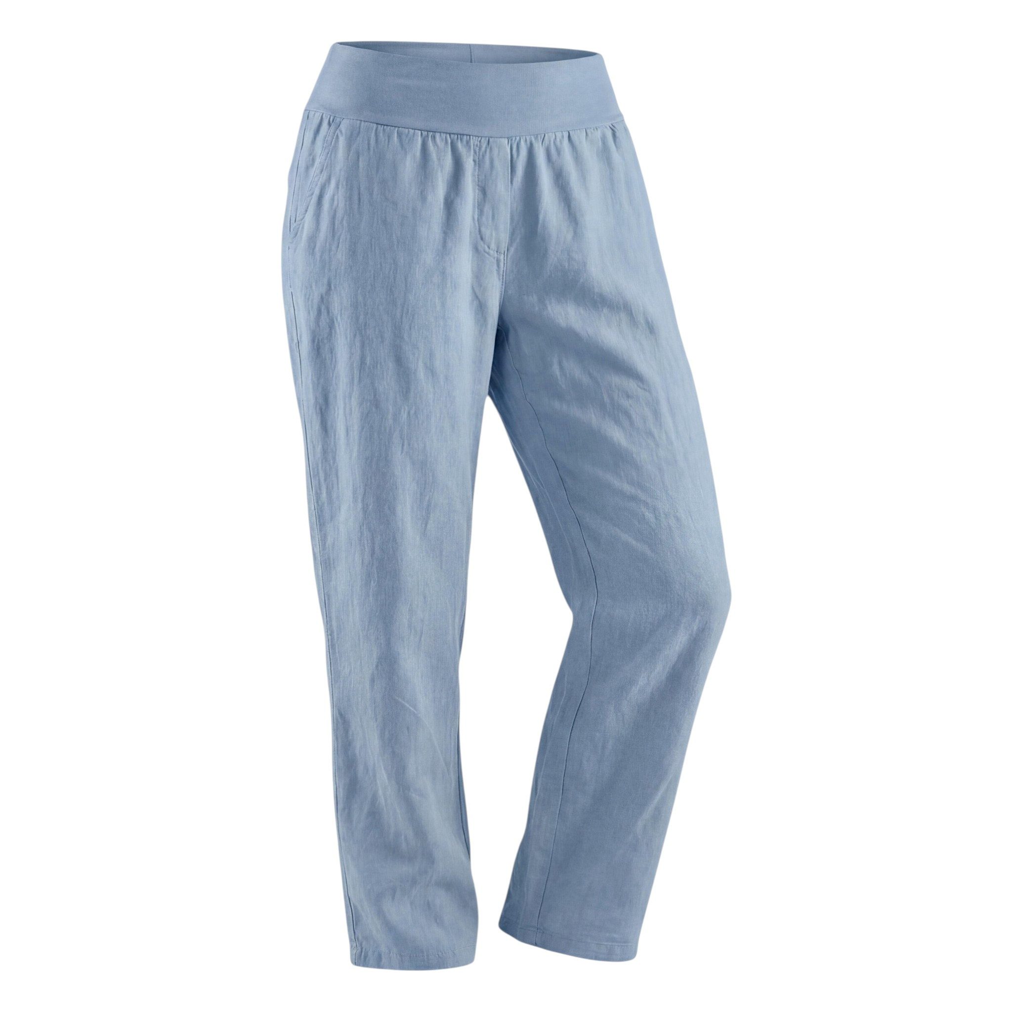 Leinenhose Sommerhose Damen Leinen Schlupfhose mit Elastikbund Straight Leg Stil