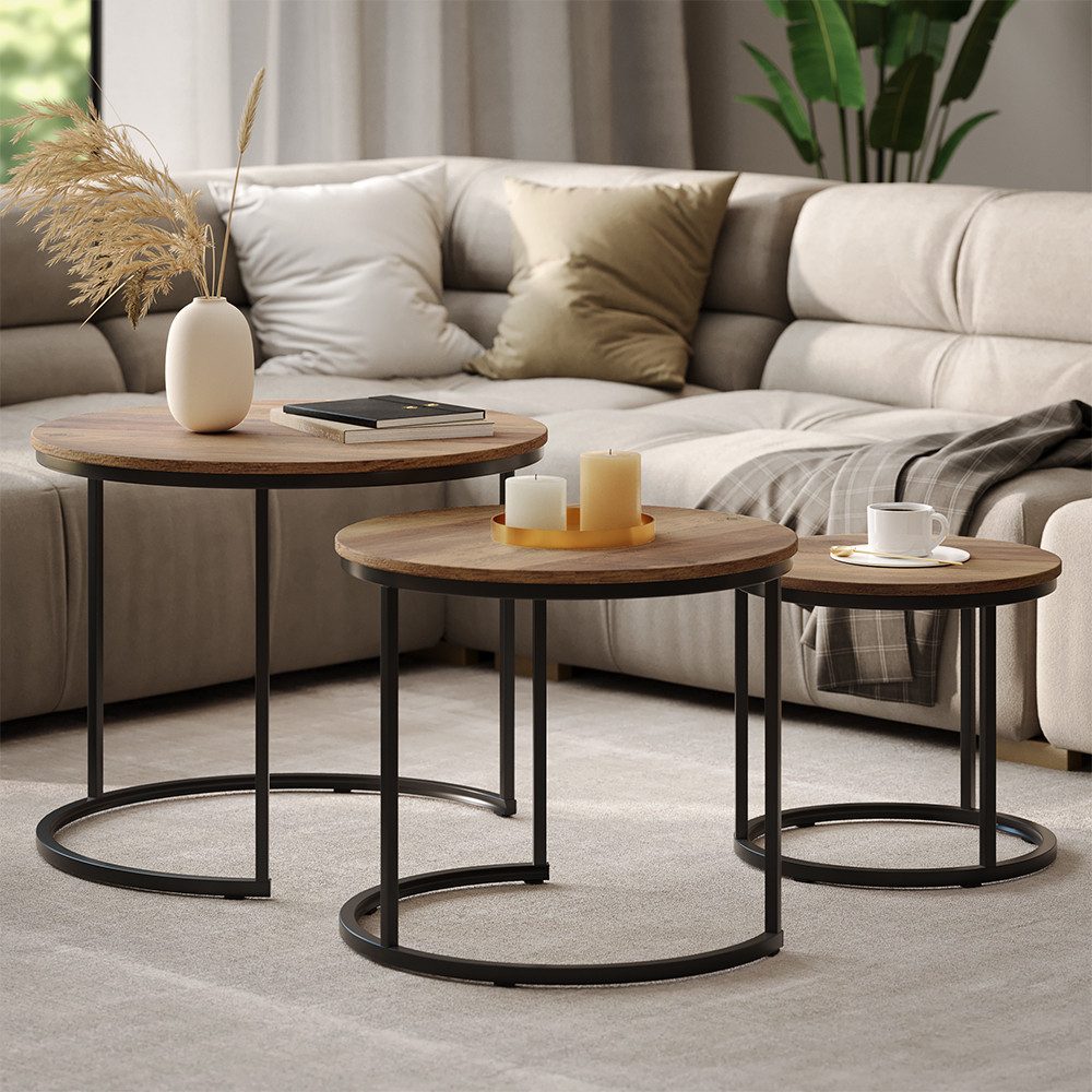 Vicco Couchtisch Montreal, Holz, 55 x 55 cm 3 Teile (3-St)