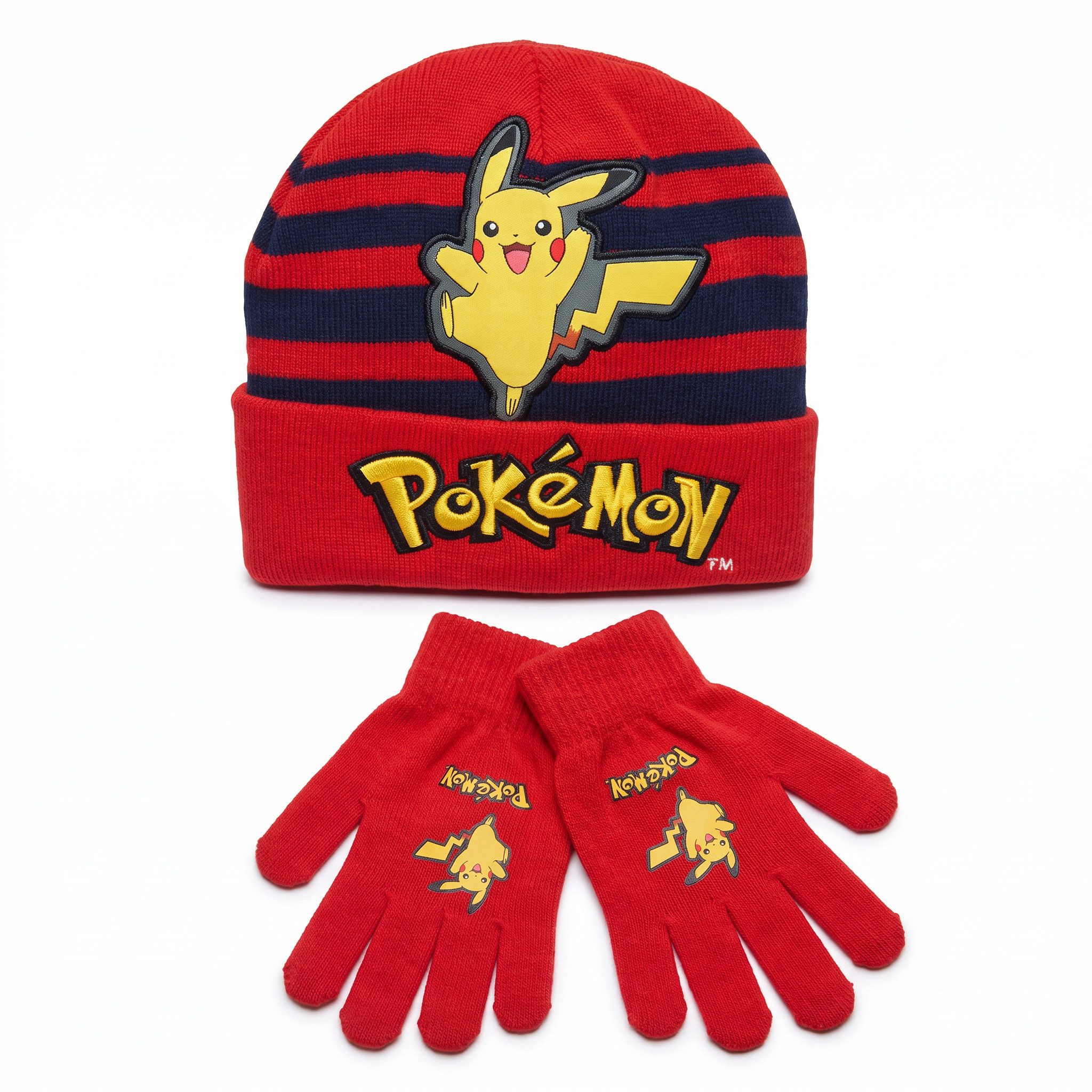 POKÉMON Fleecemütze Pokemon Pikachu Jungen Herbst Wintermütze plus Handschuhe (Set) Gr. 54/56