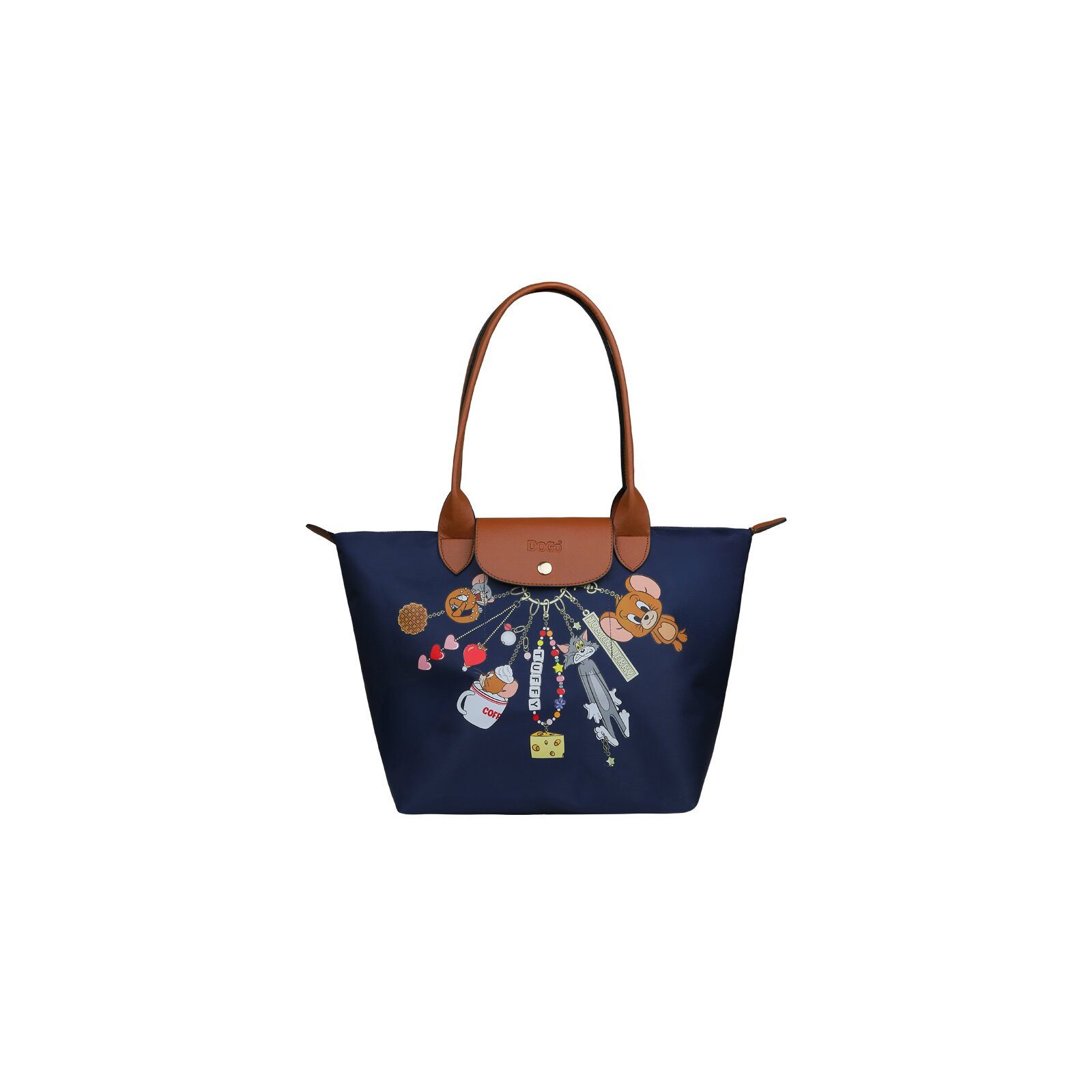 DOGO Handtasche Fontana Shopper-Tasche Tom And Jerry Charms Navy Damen, Handgefertigt