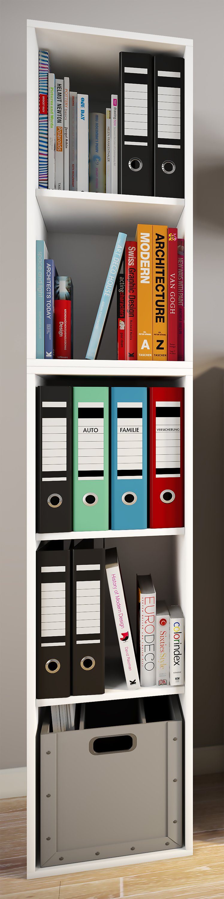 VCM Standregal Lona B. 35 x T. 37 x H. 183 cm, Offener Stauraum für Ordner, Akten und Bücher, 5 Fächer, Holzwerkstoff – Bild 3 von 4