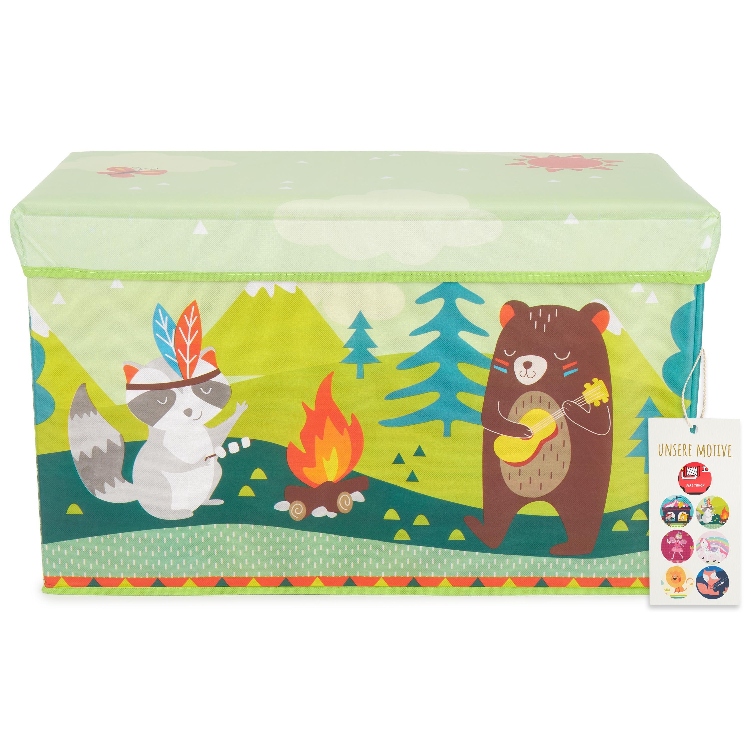 BIECO Spielzeugtruhe »Bieco Aufbewahrungsbox mit Deckel 60L, faltbar ca.  60x30x35cm Spielzeugkiste mit Deckel Aufbewahrungsbox Kinder Kisten mit  Deckel Aufbewahrungsbox Groß Wickeltisch Organizer Waldtiere« online kaufen  | OTTO