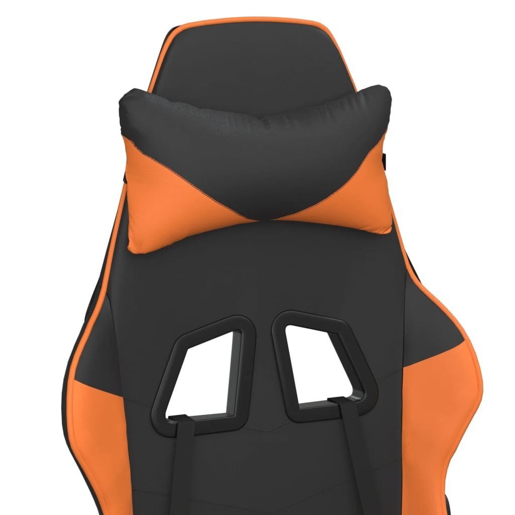 vidaXL Gaming-Stuhl Gaming-Stuhl Orange | Orange und St) & Kunstleder Schwarz (1 Fußstütze und Schwarz Schwarz Orange mit Massage