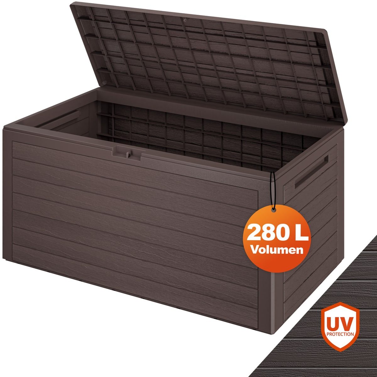 Casaria Auflagenbox Woody, 280L UV-beständig Griffmulden Verschließbar Balk günstig online kaufen