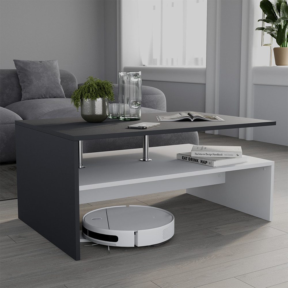 Vicco Couchtisch Amato, Anthrazit/Weiß, 90 x 52.6 cm (1-St)