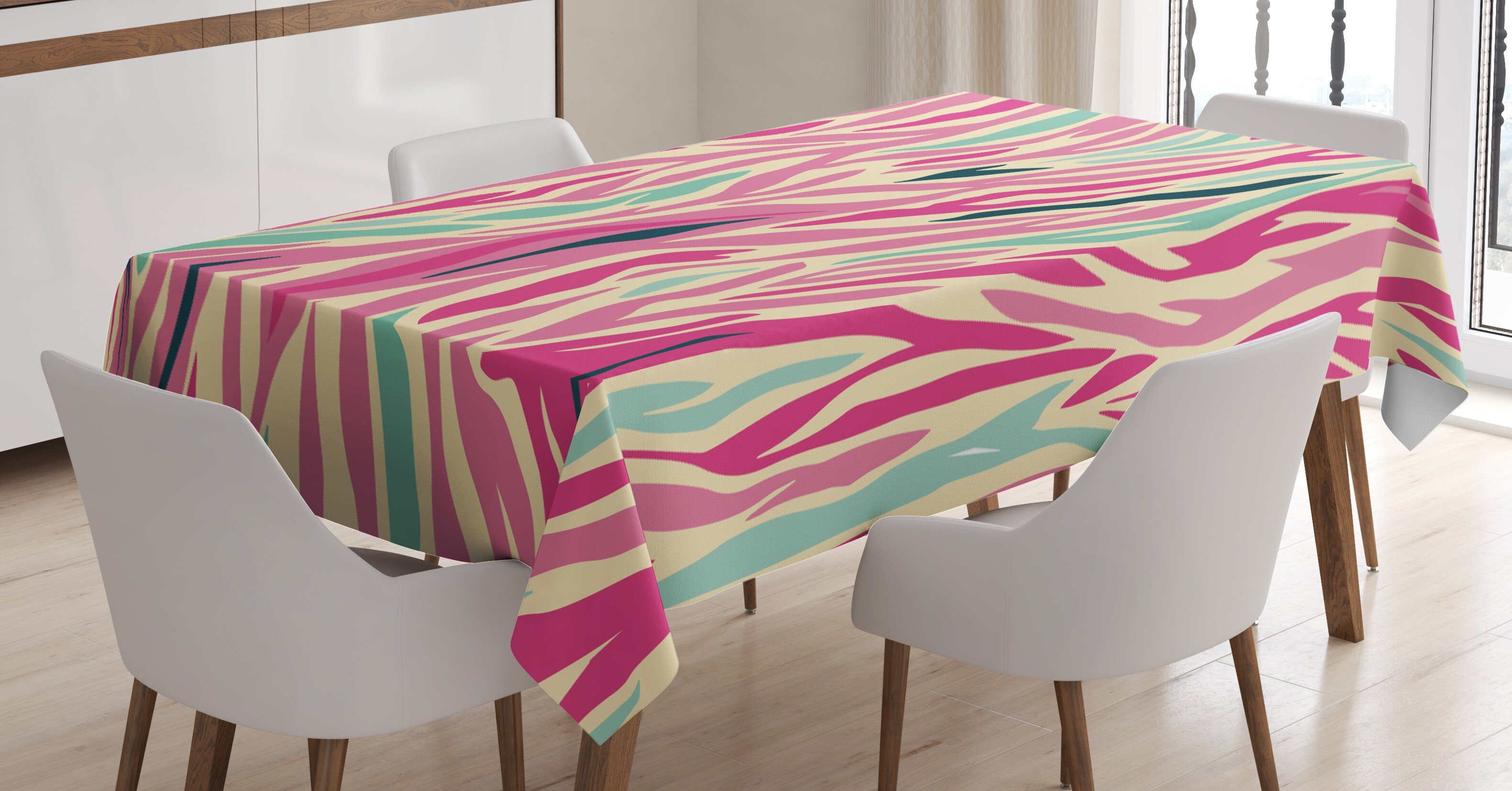 Farbfest Zebra Abakuhaus den Funky geeignet Außen Klare Farben, Waschbar Bereich Pastell Stripes Für Tischdecke rosa