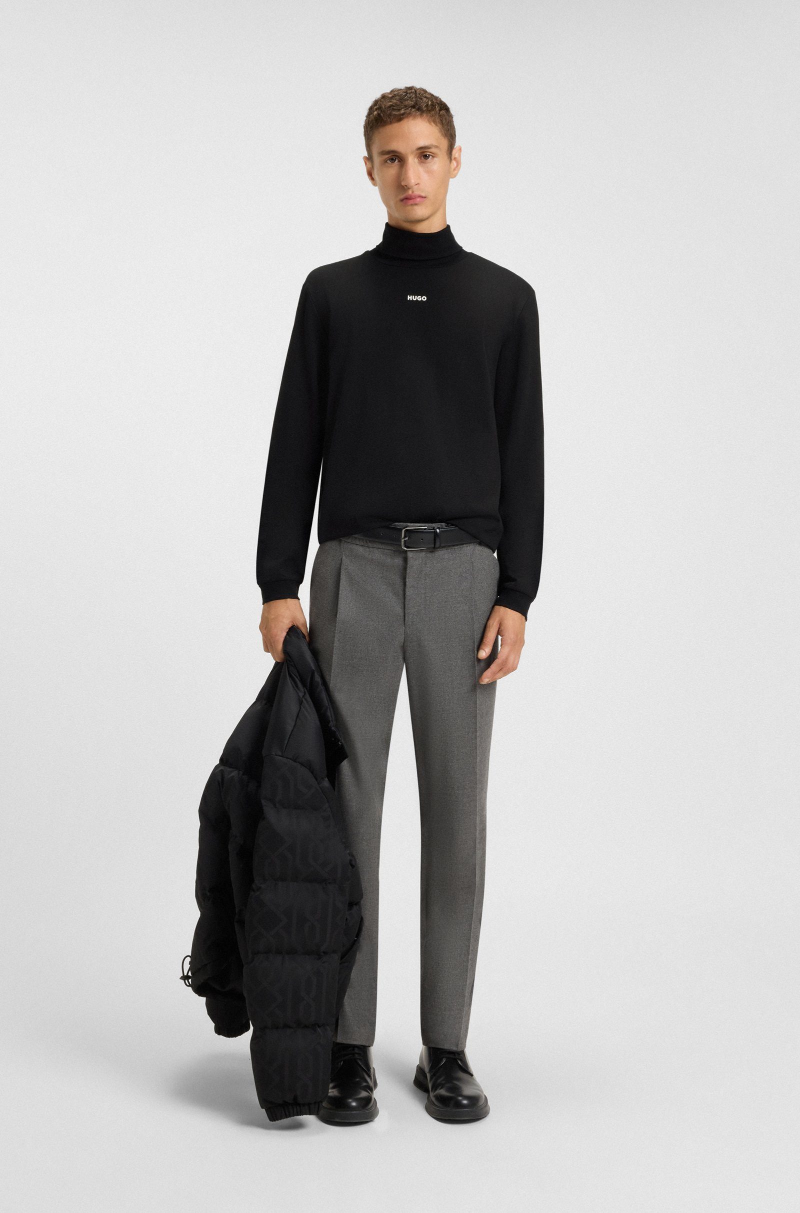HUGO Strickpullover Daporollo mit Logo (1-tlg)