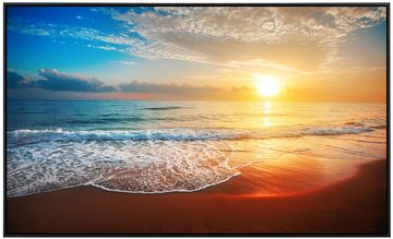 Papermoon Infrarotheizung Strand, Meer als Bildheizung, im schwarzen Aluminiumrahmen, HZ(791), TÜV-Rheinland/GS zertifiziert, angenehme Strahlungswärme