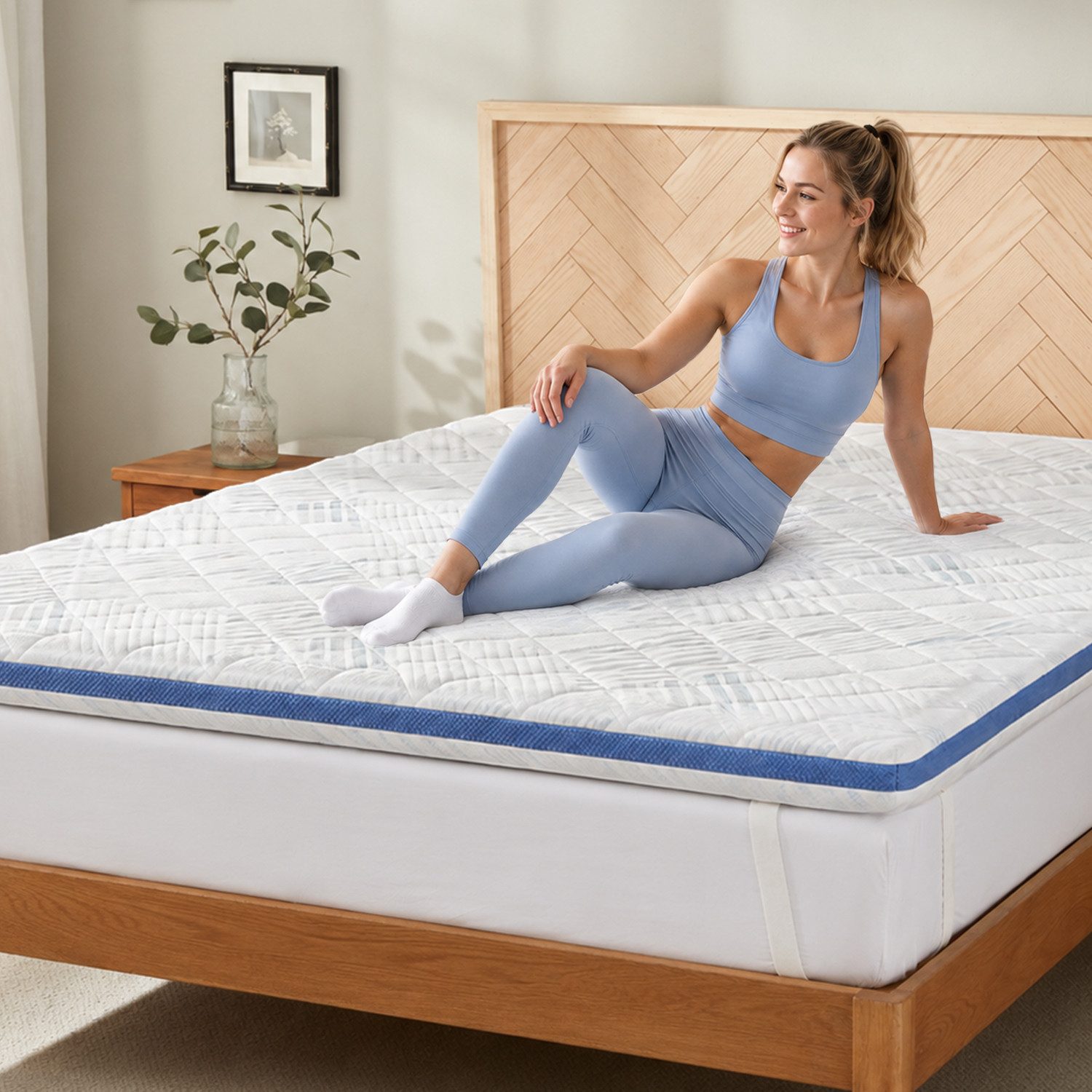 Elemuse, Topper 28D Gel Memory Schaum H3 Matratzentopper mit Reißverschluss, 7 cm hoch, 7/7,5/10 cm Höhen, ergonomisches 7-Zonen-Design, waschbarer Bezug
