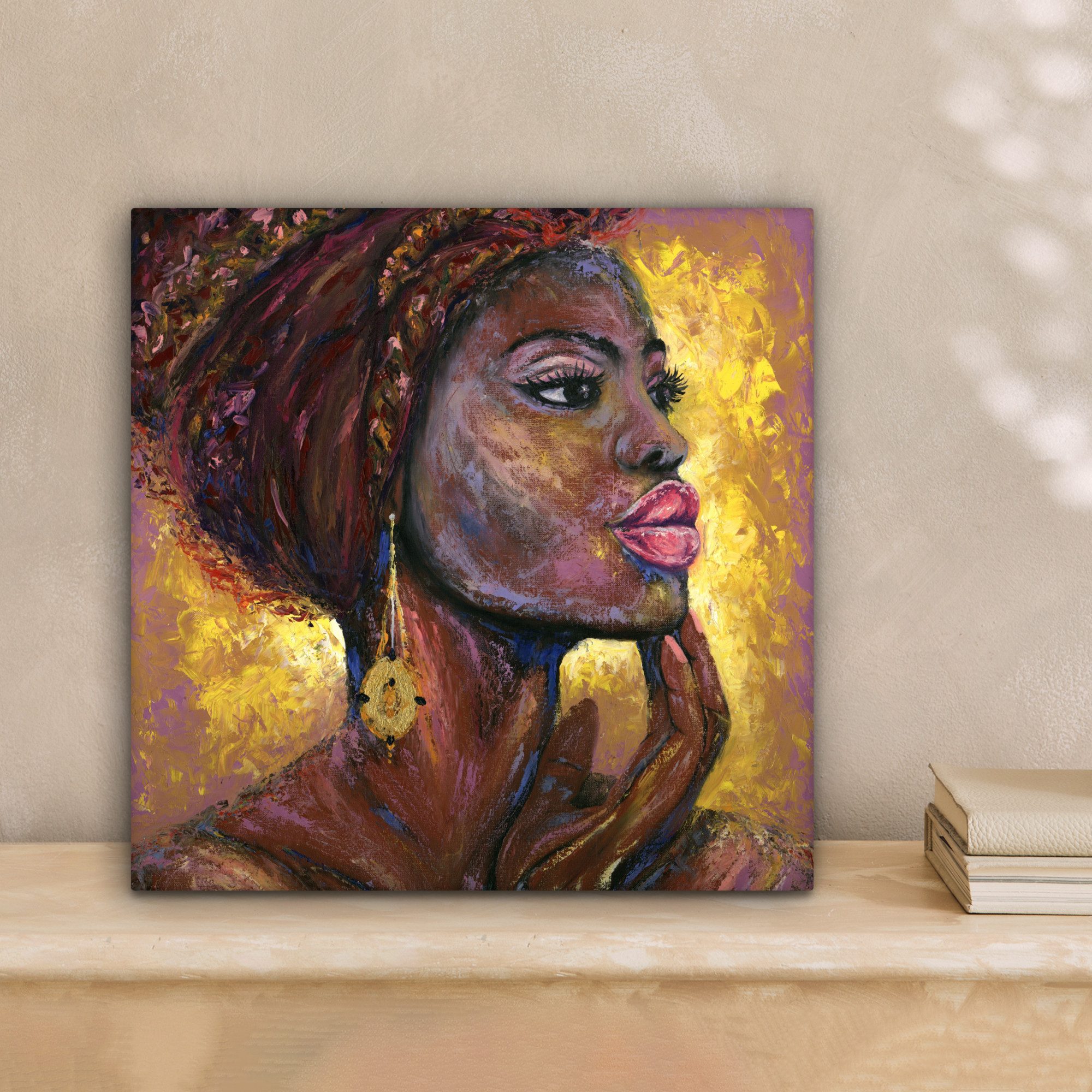 OneMillionCanvasses® Leinwandbild Kunstdrucke - Ölfarbenoptik - Gold - Frau günstig online kaufen